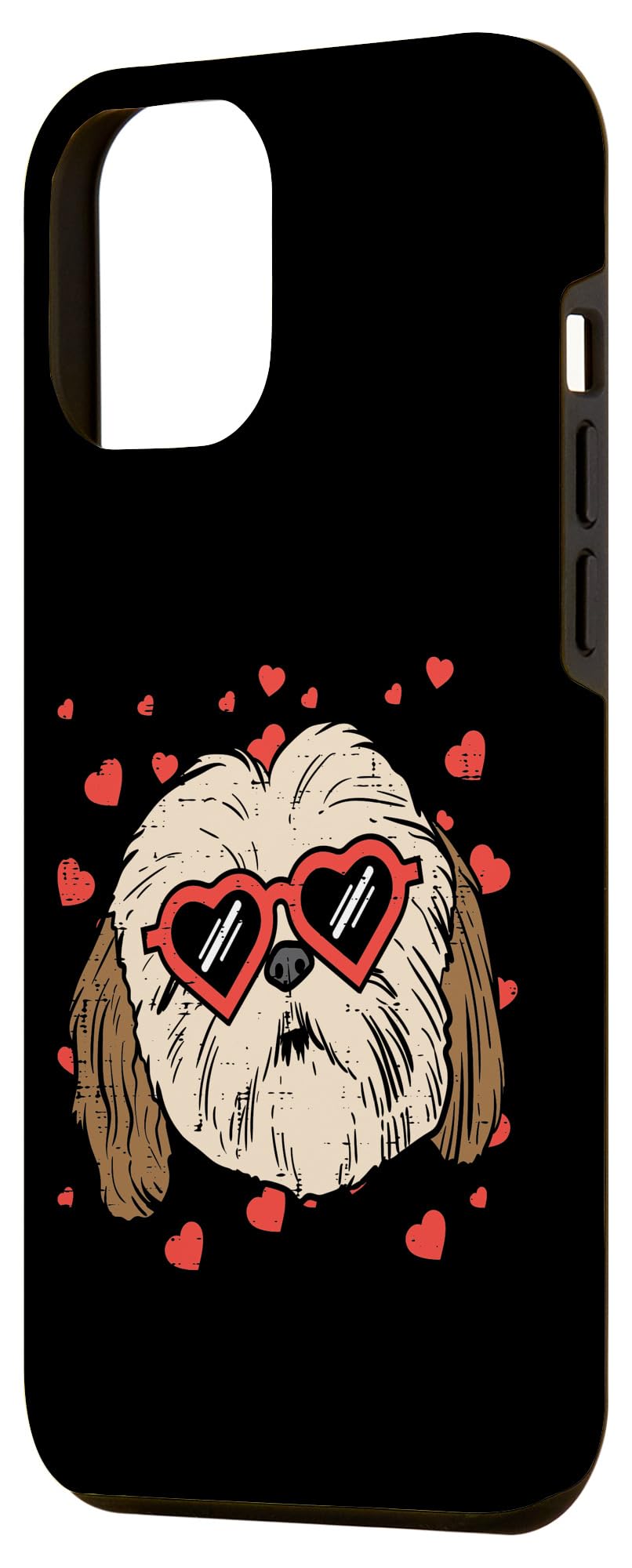 iPhone 12 Pro Max Case with Shih Tzu Face & Heart Glasses - Cute Valentine's Day Gift for Dog Lovers - Perfect for Pet Owners, Dog Walks & Photo Ops