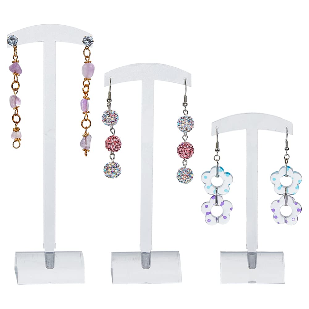 SUPERFINDINGS Acrylic T-Bar Earring Display Stand - 3 Sizes for Countertop or Hanging Jewelry Organization | Perfect for Ear Studs, Jewelry Storage & Shop Displays | Ideal for Craft Shows, Boutiques & Home Use