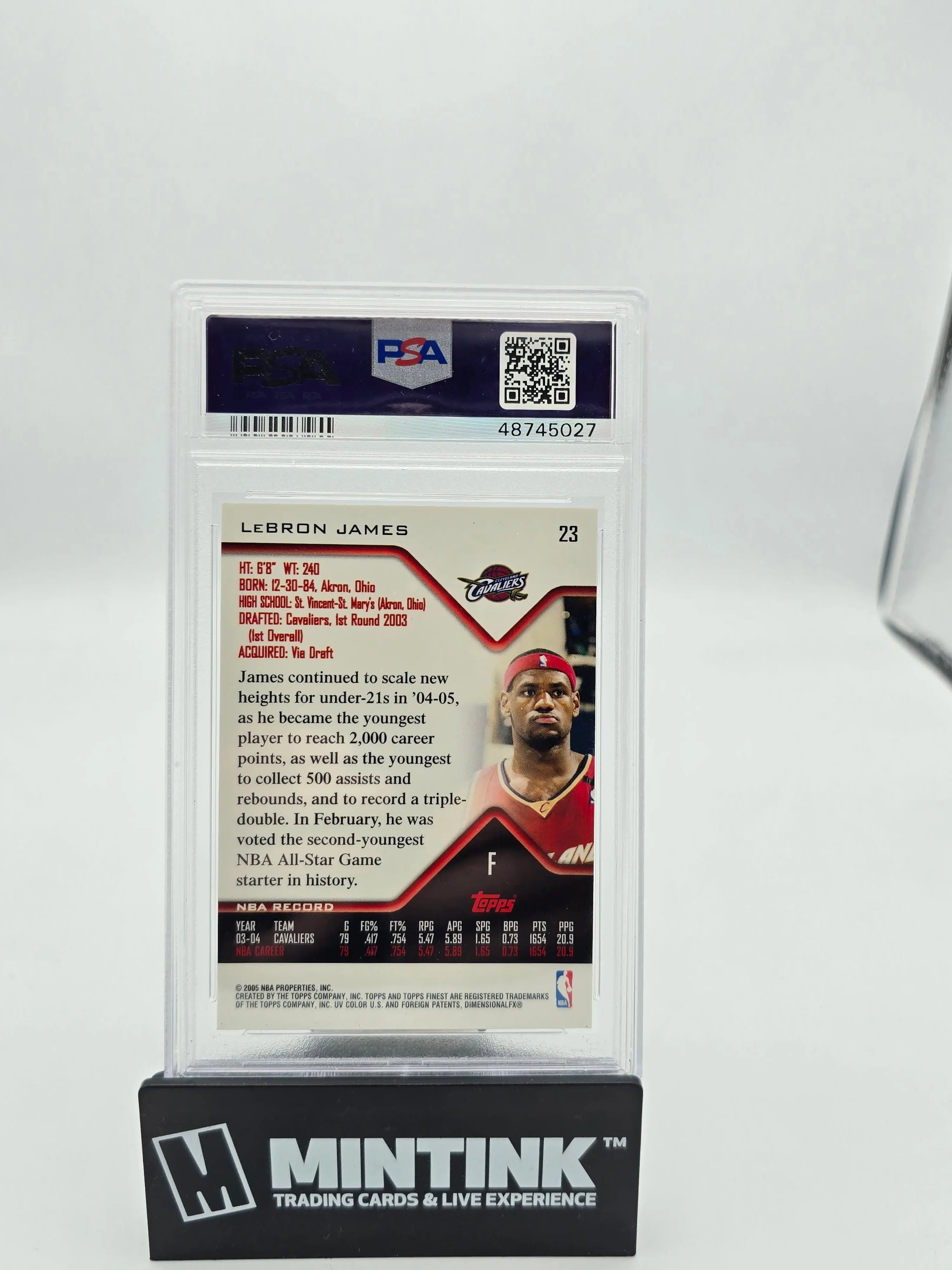 2004 Topps Finest LeBron James Rookie Card #23 PSA 10 Gem Mint - Rare Basketball Collectible for Investment & Display