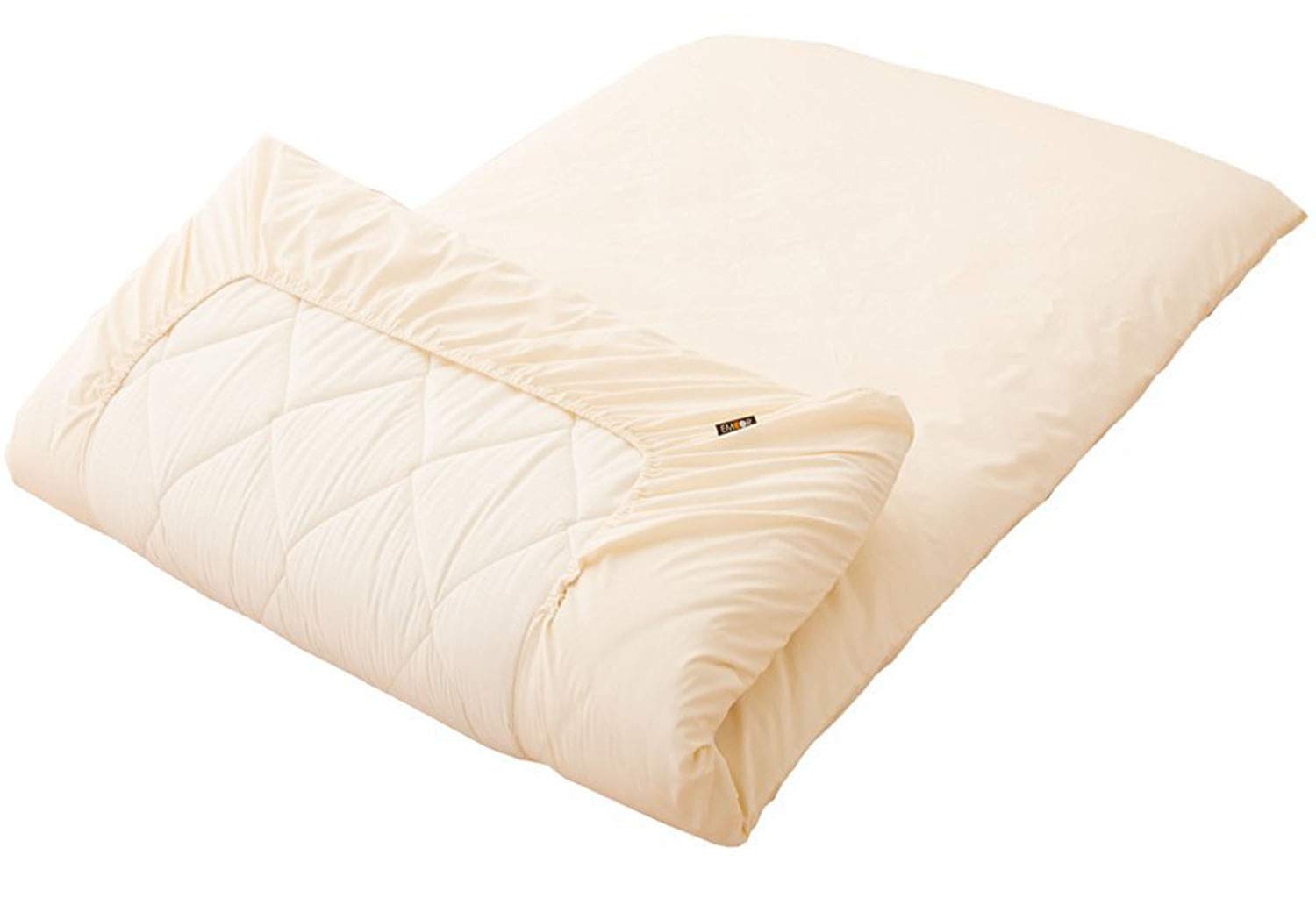 EMOOR 100% Cotton Elastic Fitted Sheet for Japanese Futon Mattress | Twin/Twin-Long Size | Breathable & Hypoallergenic | Milk-White | Made in Japan | Perfect for Home, Guest Room & Airbnb