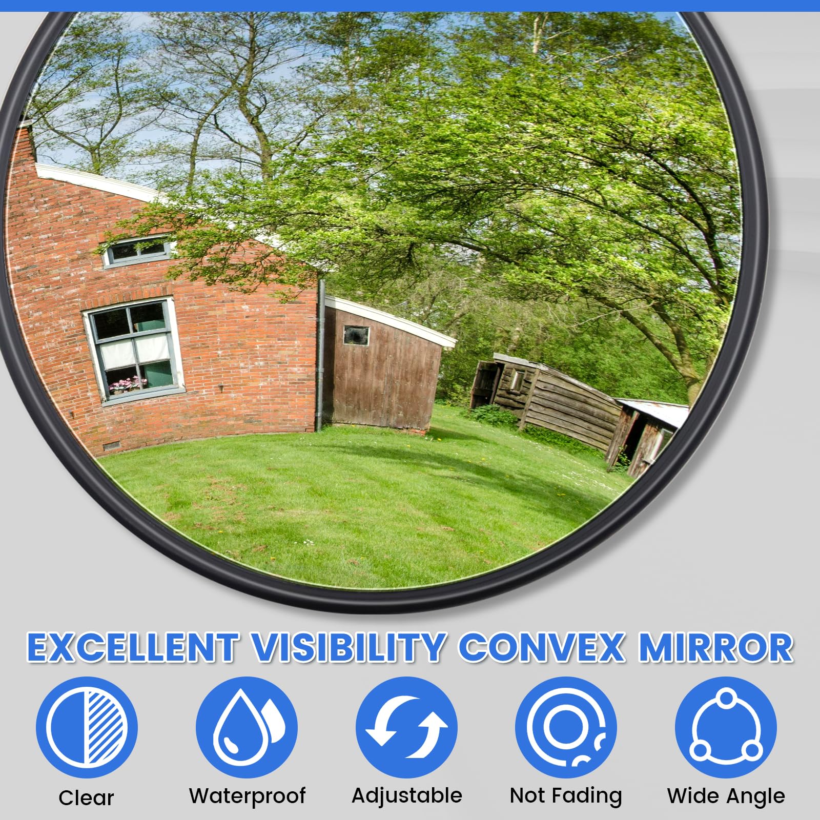 360° Adjustable Universal Convex Mirror for Trucks - Wide Angle Spot Mirror with Round Design (2 Pack) - Perfect for Blind Spot Monitoring & Parking Assistance