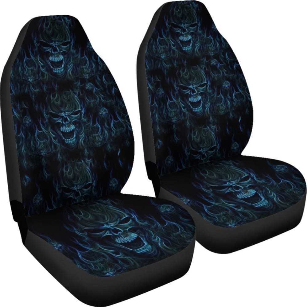 2 Pcs Skull Gothic Car Seat Covers - Premium Universal Fit for Cars, Trucks & SUVs - Edgy Gothic Decor for Halloween, Punk Style & Alternative Fashion Lovers