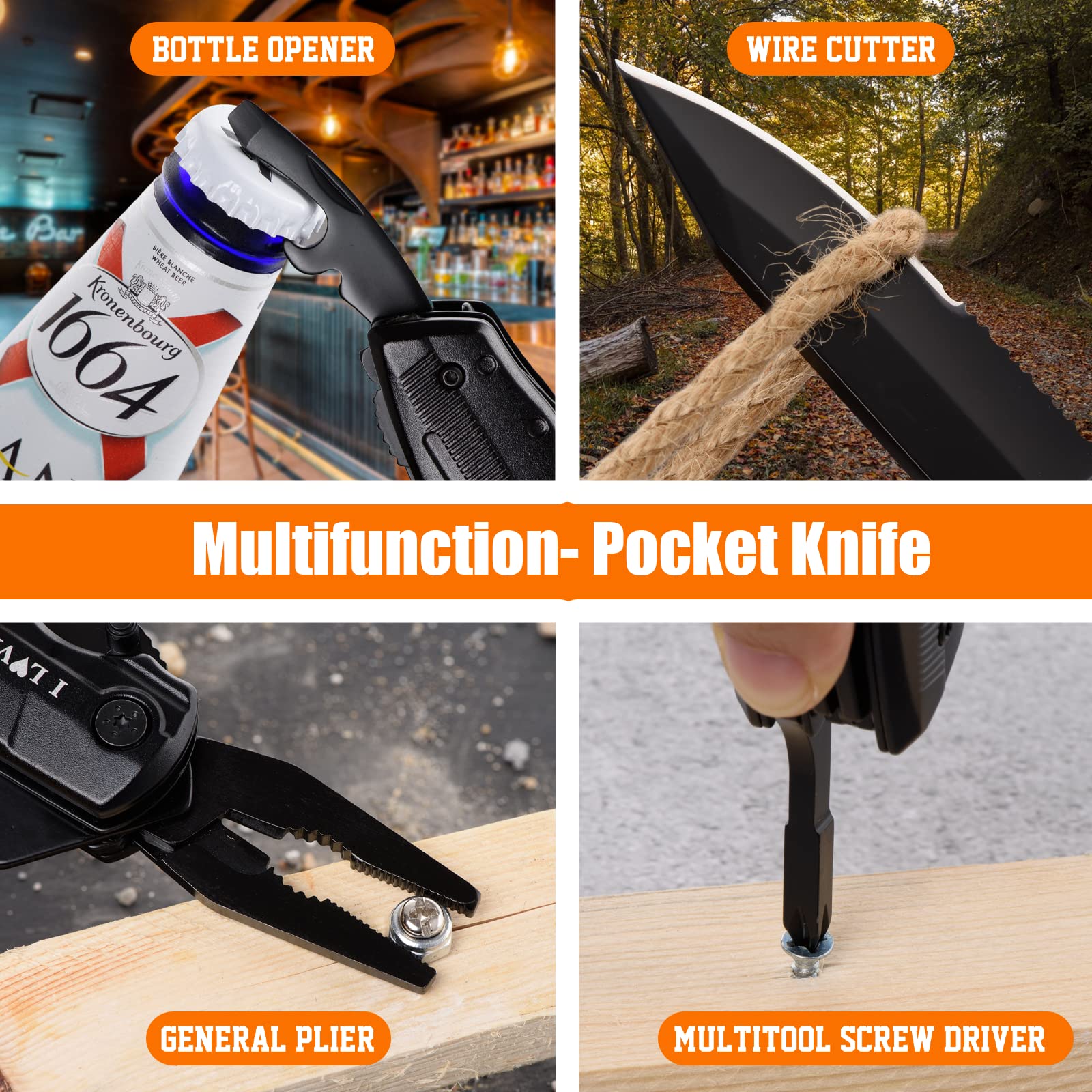 Multitool Pocket Knife for Men - Camping, Fishing, Cycling Gifts