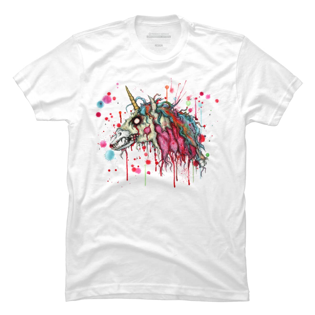 LVBArt Zombie Unicorn Graphic T-Shirt for Men | Unique Horror Fantasy Design | Soft Cotton Tee for Casual Wear, Halloween Costumes & Geek Fashion