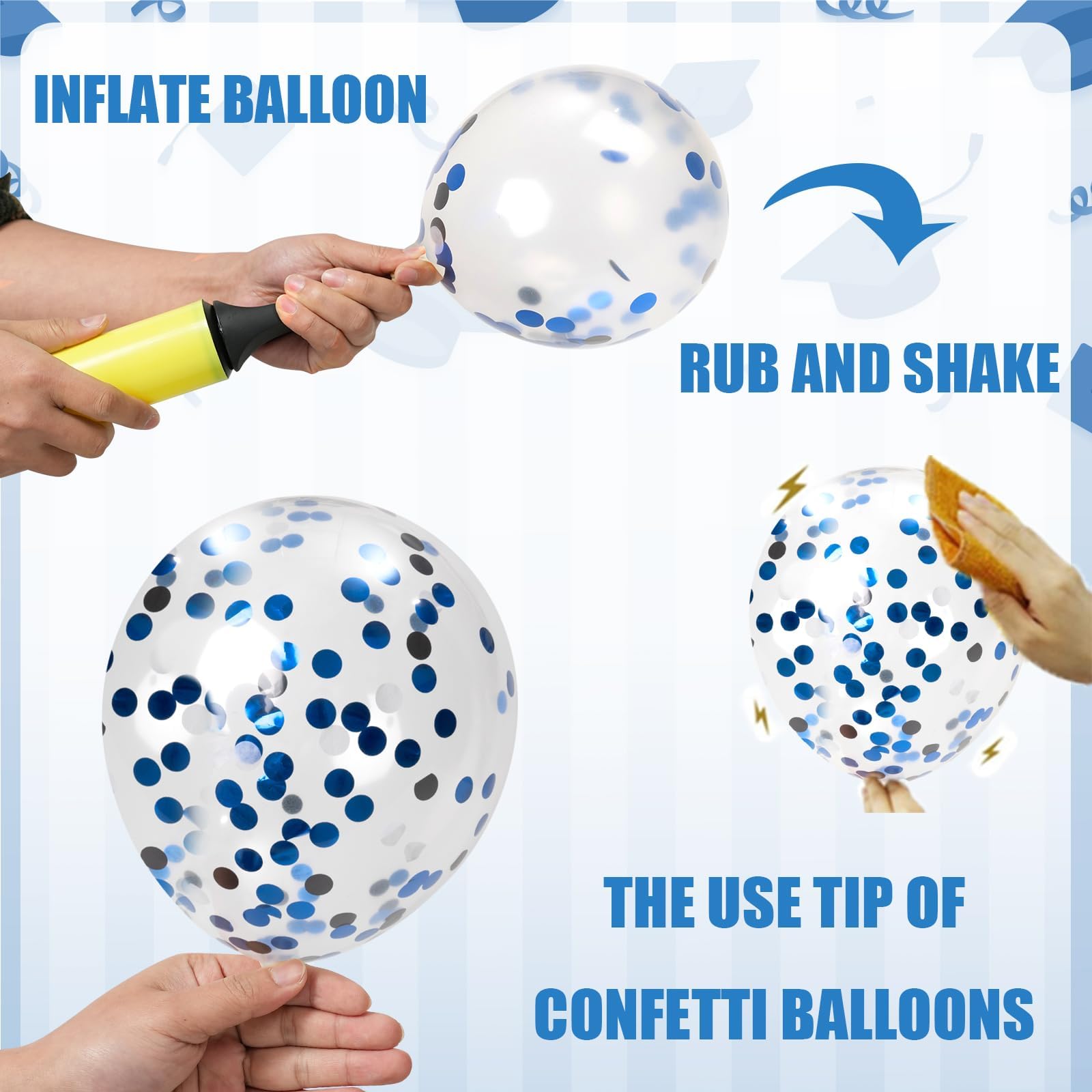 2025 Graduation Party Decorations - 70pcs Blue & White Grad Balloons Set for College & High School | Class of 2025 Congrats Decor | Perfect for Graduation Ceremonies, Parties & Photo Backdrops