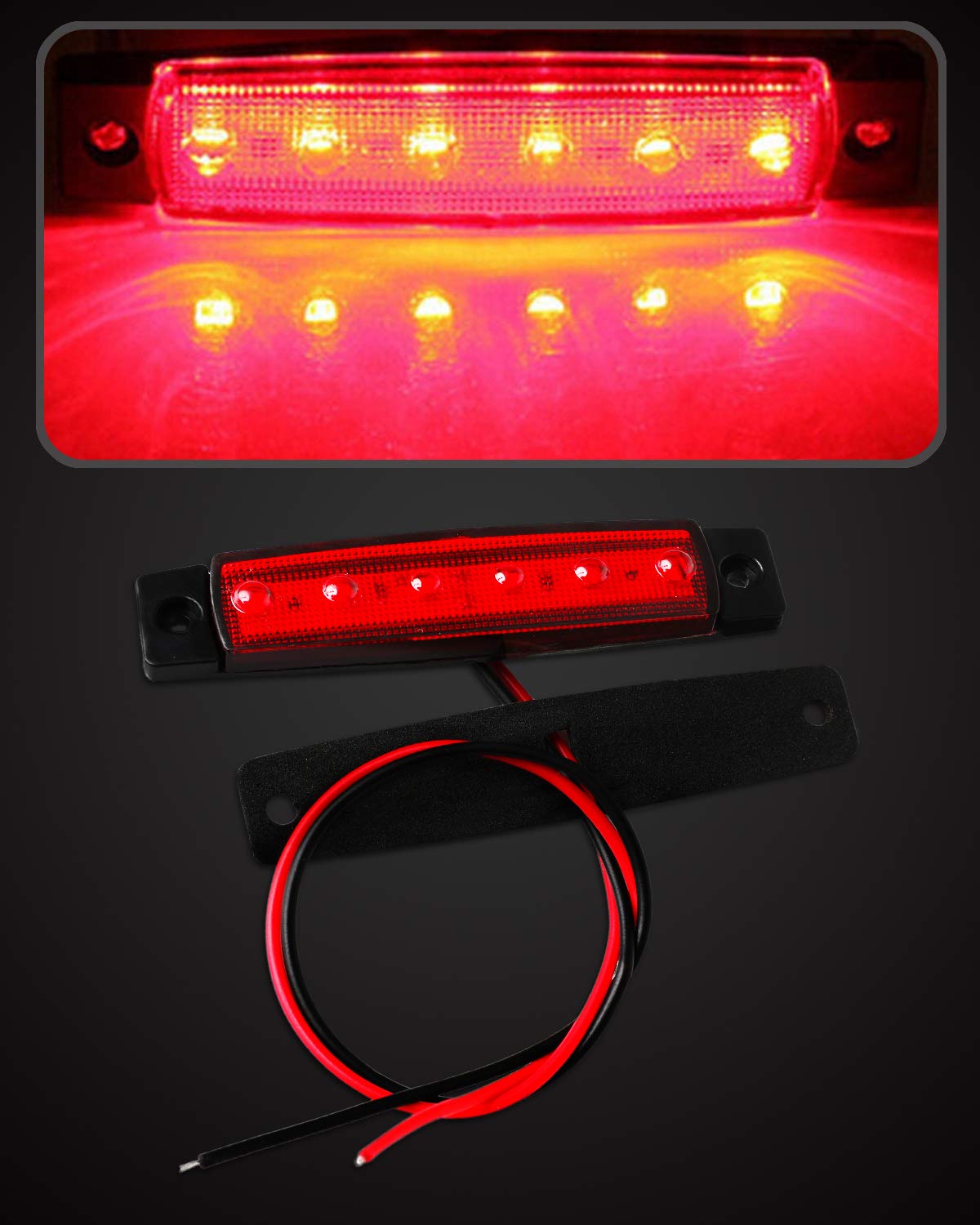 10PCS Waterproof LED Marine Lights for Boat Deck, Transom, Cockpit - 12V Red Interior Lighting for Night Fishing & Cabin Illumination