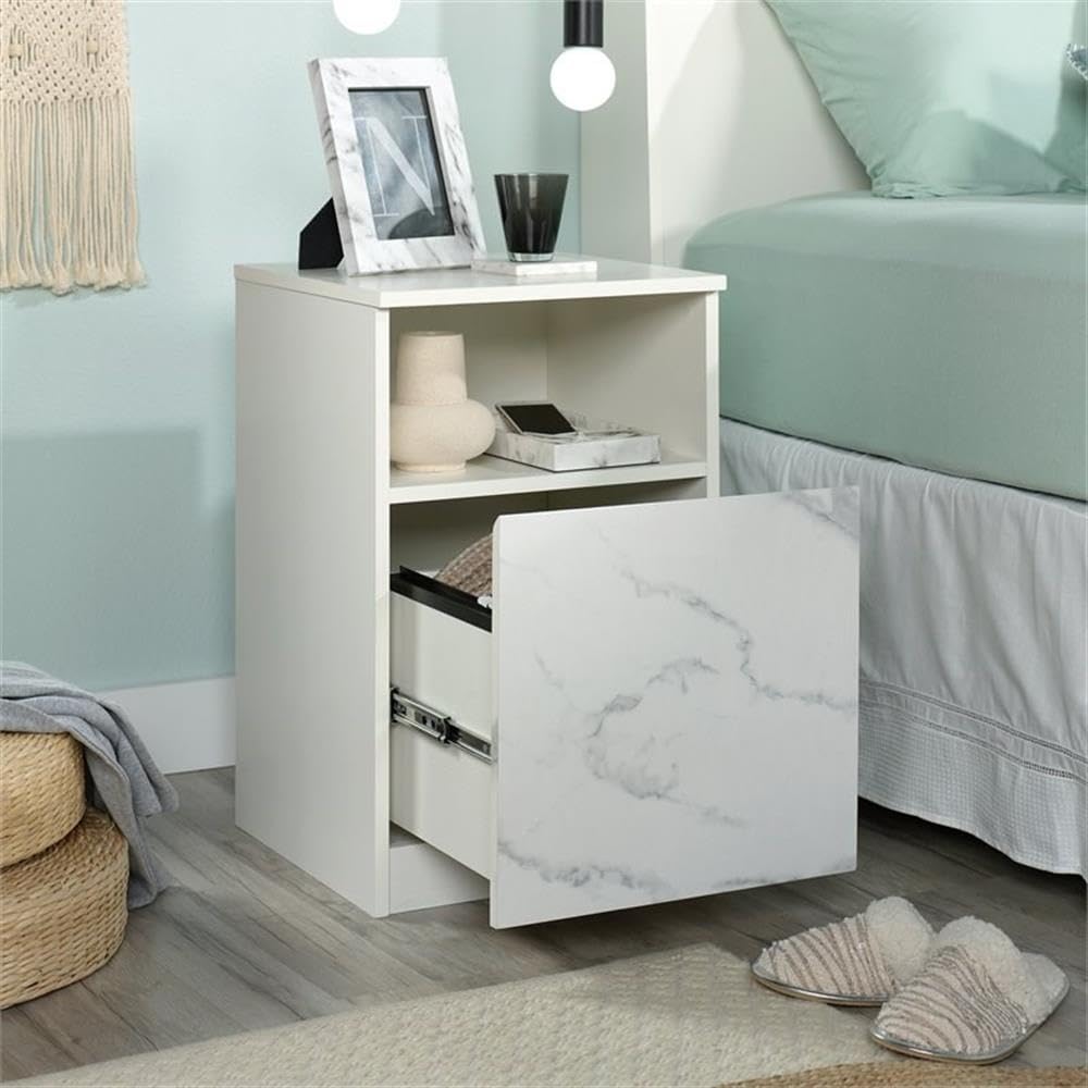 Pemberly Row Engineered Wood Nightstand with Open Storage in Pearl Oak - Modern Bedside Table for Bedroom, Living Room & Guest Room