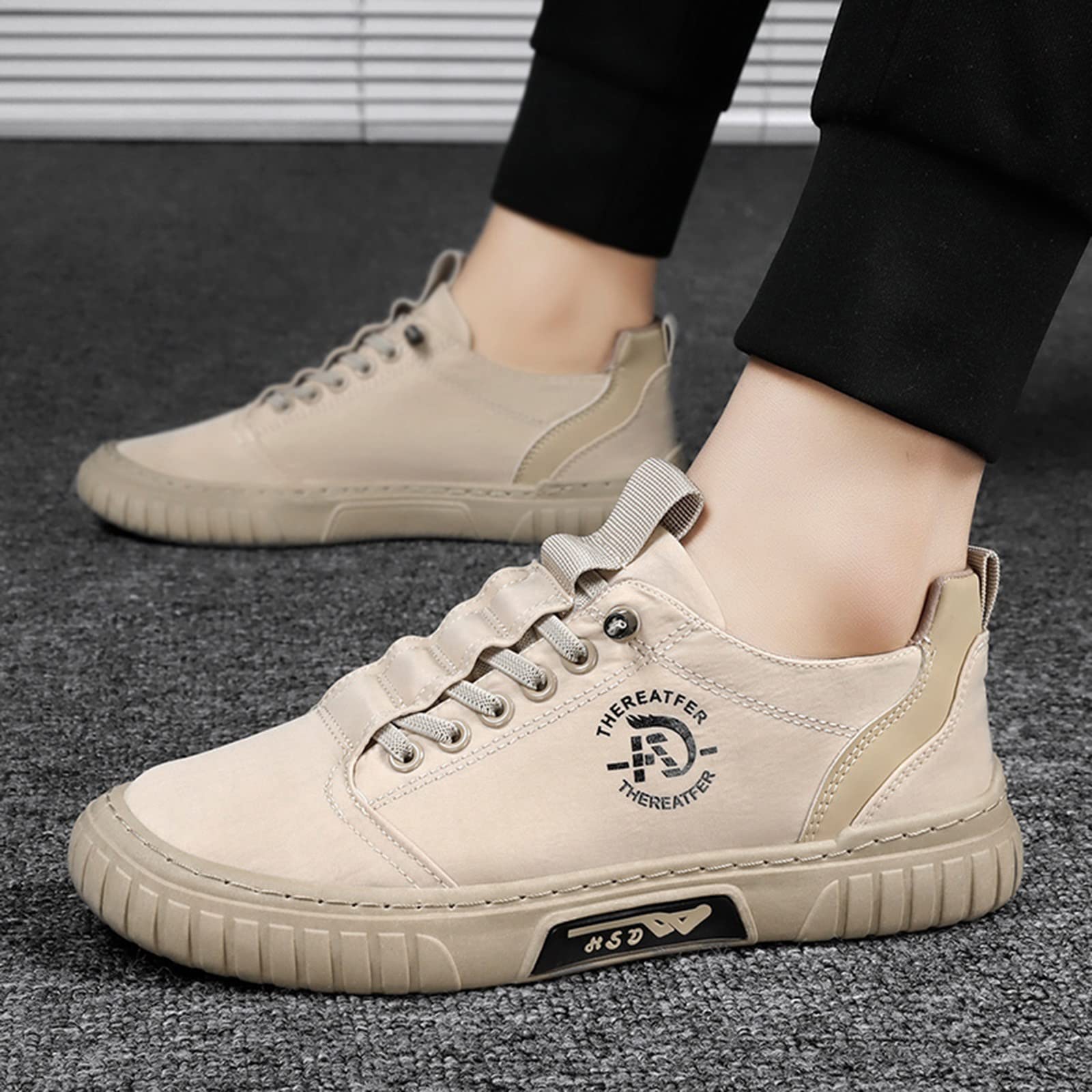 **Men's Low Top Canvas Sneakers - Breathable Casual Shoes for Walking, Jogging & Outdoor Activities | Non-Slip Comfortable Sport Shoes for Daily Wear**