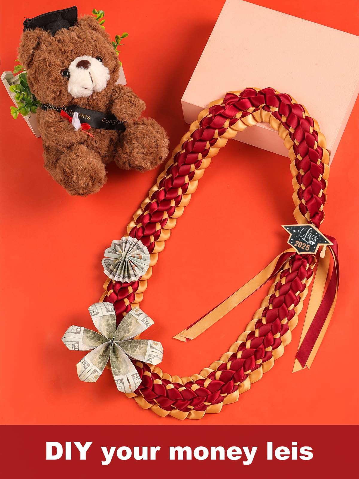 TFTAFAN Class of 2025 Graduation Lei - Braided Ribbon Necklace for Graduation Party | Hawaiian Style Leis for Women & Men | Perfect Graduation Gift for High School & College Ceremonies