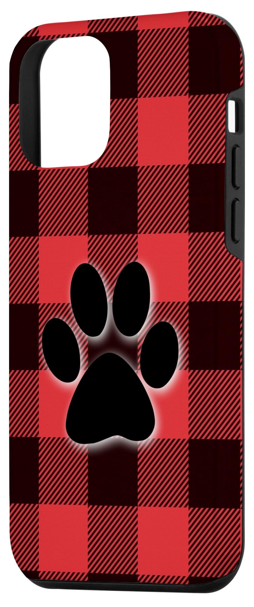 iPhone 12 Mini Case - Buffalo Plaid with Cute Paw Print Design | Protective & Stylish Phone Cover for Everyday Use & Pet Lovers