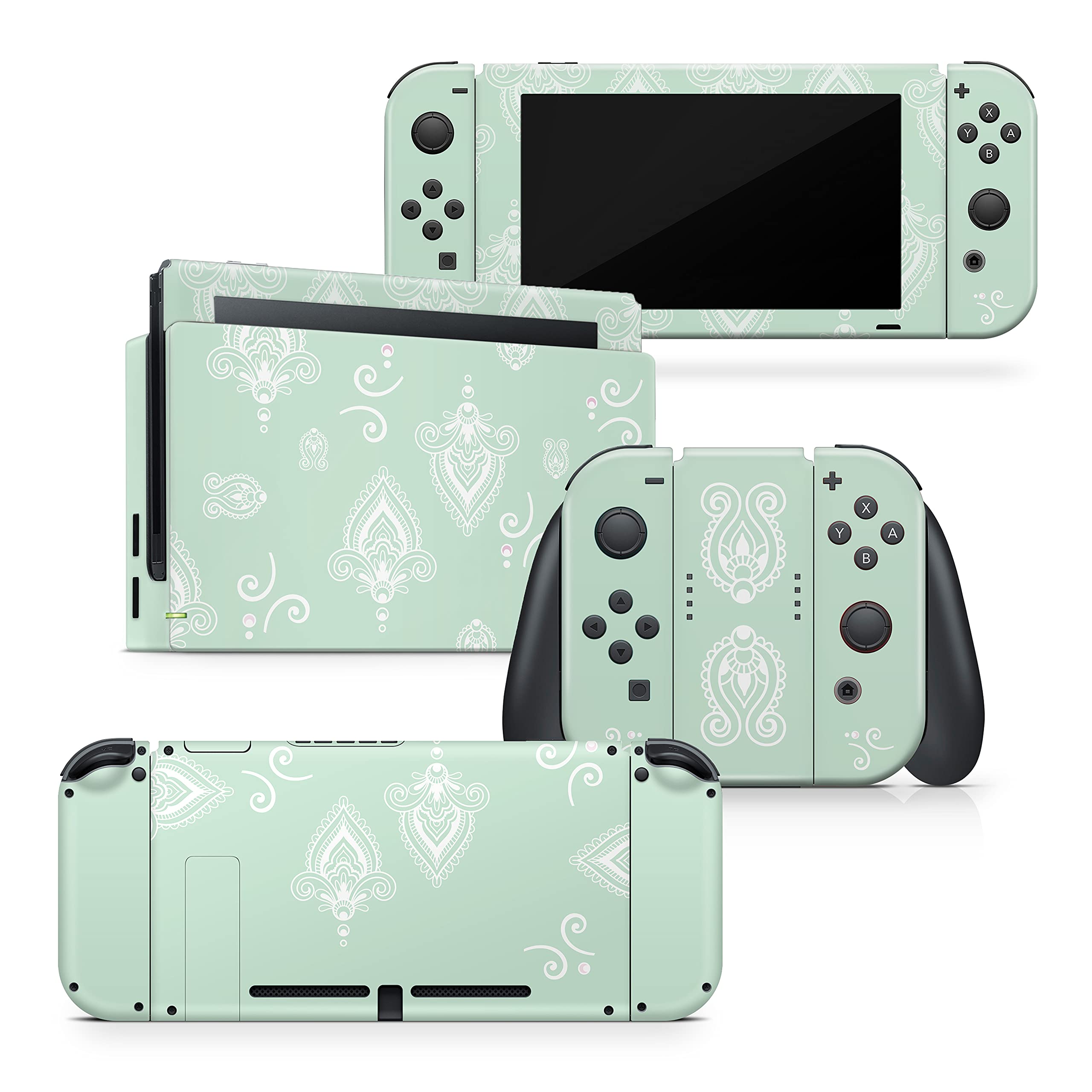 Kawaii Green Flower Vinyl Skin Wrap for Nintendo Switch - 3M Premium Full Decal Cover Compatible with Joy-Con, Console & Dock | Perfect for Gaming, Travel & Personalization