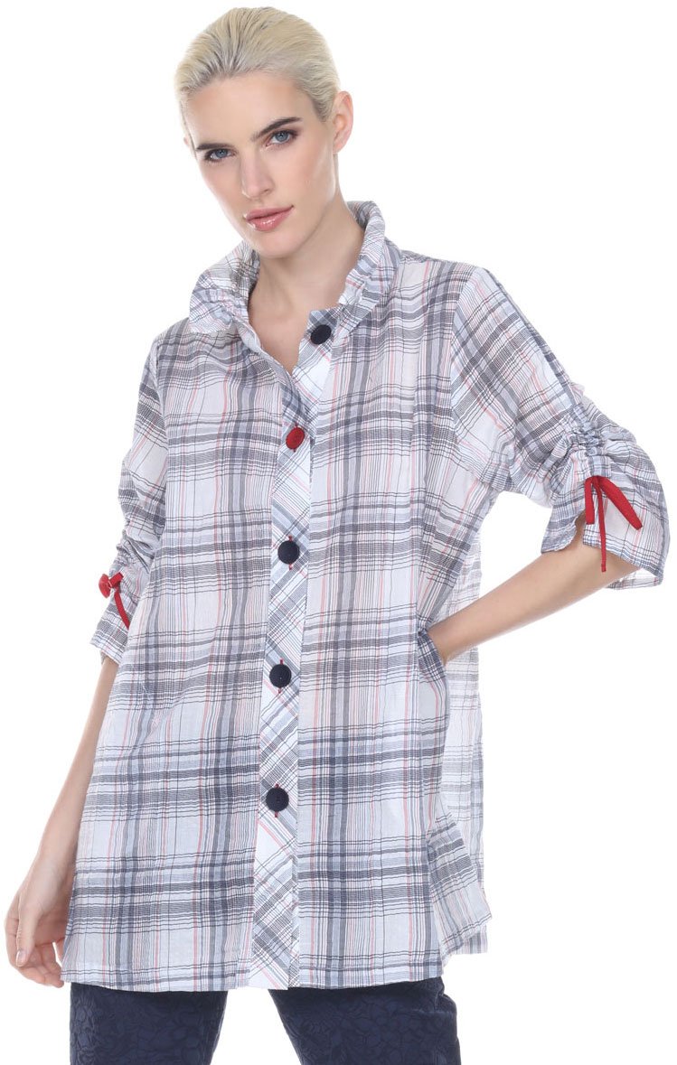 Terra-Sj Women's 100% Cotton 3/4 Sleeve Shirt with Convertible Collar - Casual & Office Wear for Women | Comfortable & Stylish Blouse for Everyday Outfits