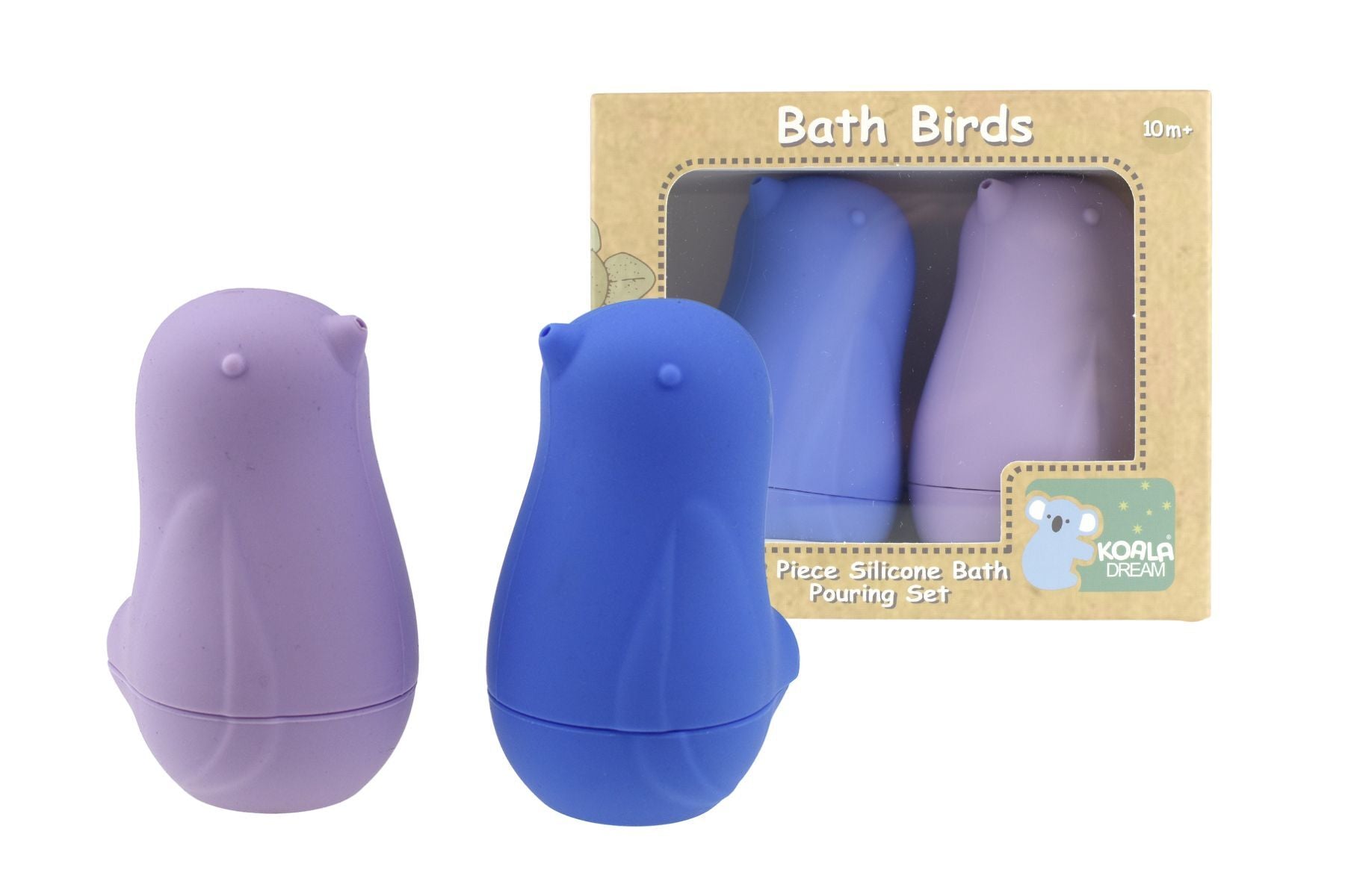 2 Pack Silicone Bath Birds Pouring Toys - Lilac & Indigo | Fun Water Play for Kids, Bathtime Sensory Toys, Baby Shower Gifts
