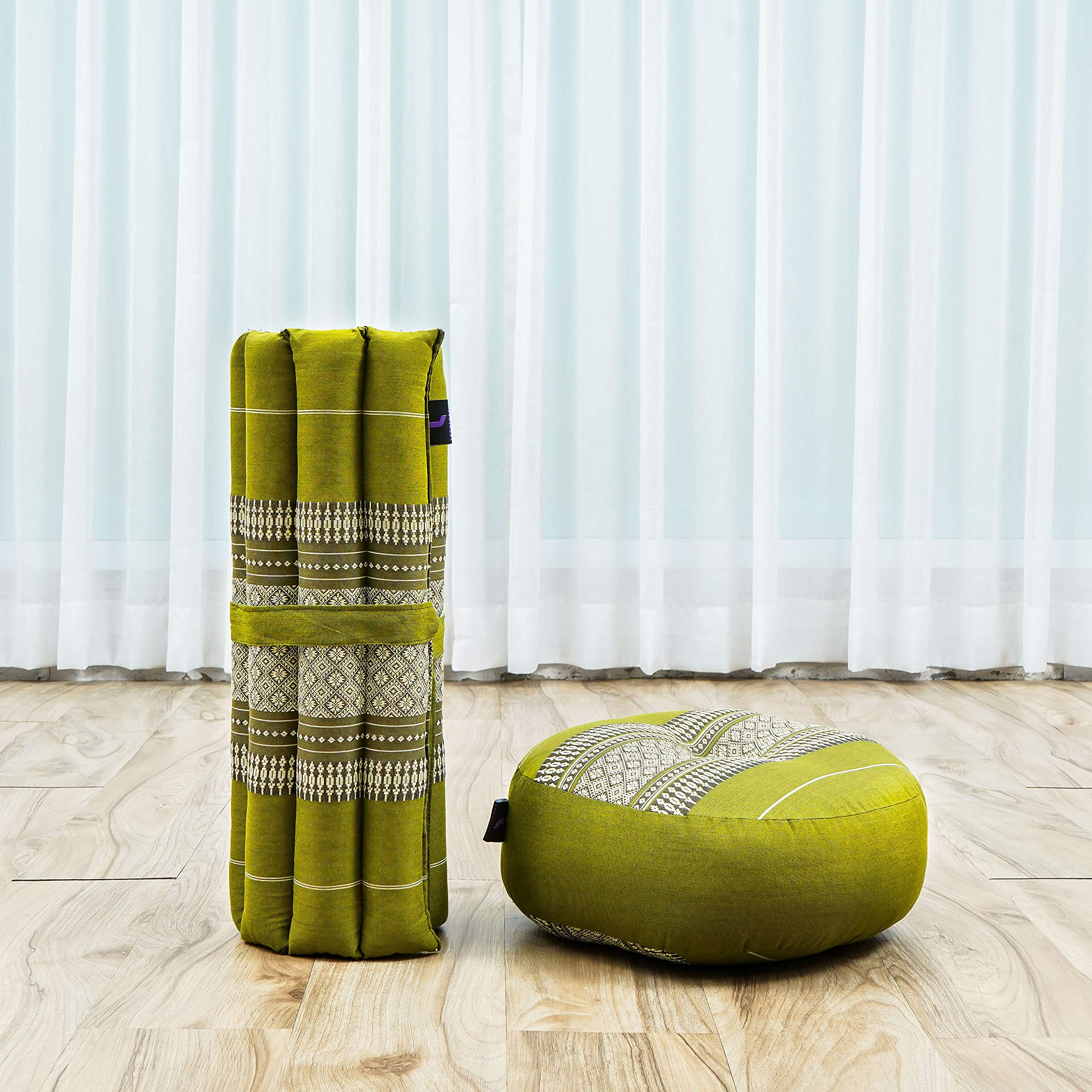 Premium Meditation Cushion Set - Zafu Yoga Pillow & Zabuton Mat with Natural Kapok Filling for Comfortable Seated Meditation, Yoga & Zen Practice at Home or Studio