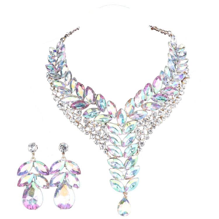 Elegant Rhinestone Crystal Wedding Jewelry Set for Women - Bridal Bridesmaid Necklace & Earrings - Perfect for Weddings, Parties, and Special Occasions