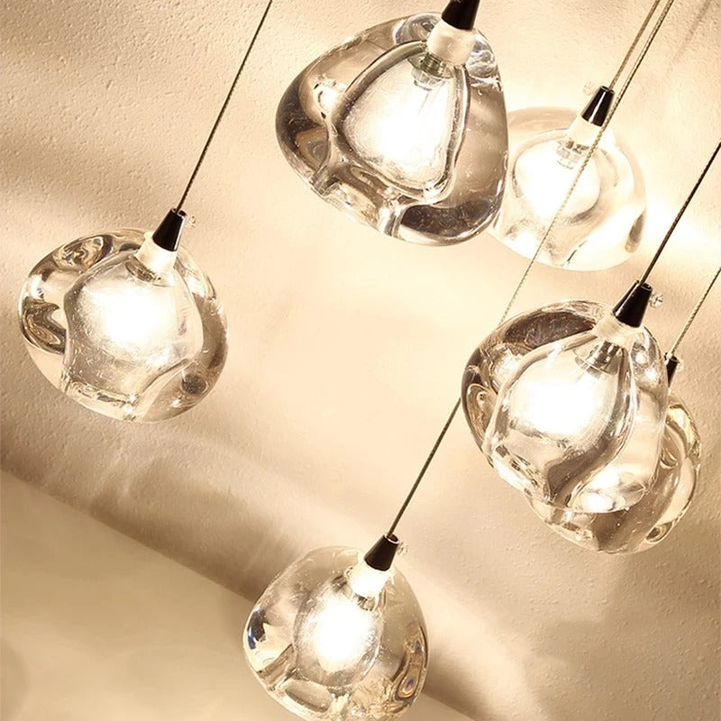 Norlick Lux Crystal Gems Modern Chandelier Lamp - Elegant Ceiling Light Fixture for Dining Room, Living Room & Bedroom Decor