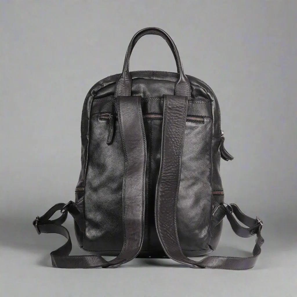 Premium MET Multi-Pocket Leather Backpack with Dual Carry Handles - Stylish & Durable for Work, Travel & College | Water-Resistant Laptop Bag for Men & Women