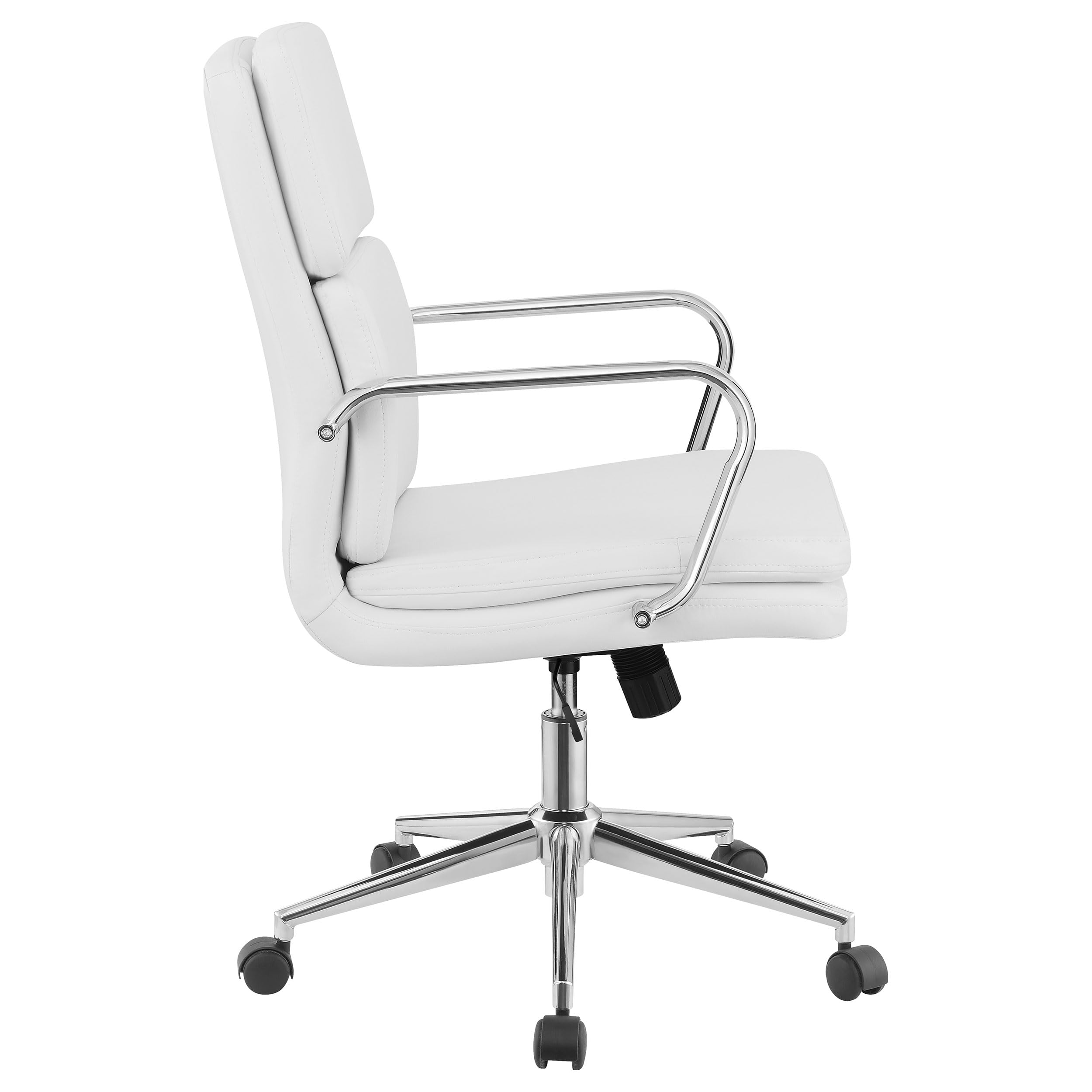 Coaster Furniture 801767 Standard Back Upholstered Office Chair - White & Chrome Ergonomic Desk Chair for Home Office, Computer Workstation & Conference Room