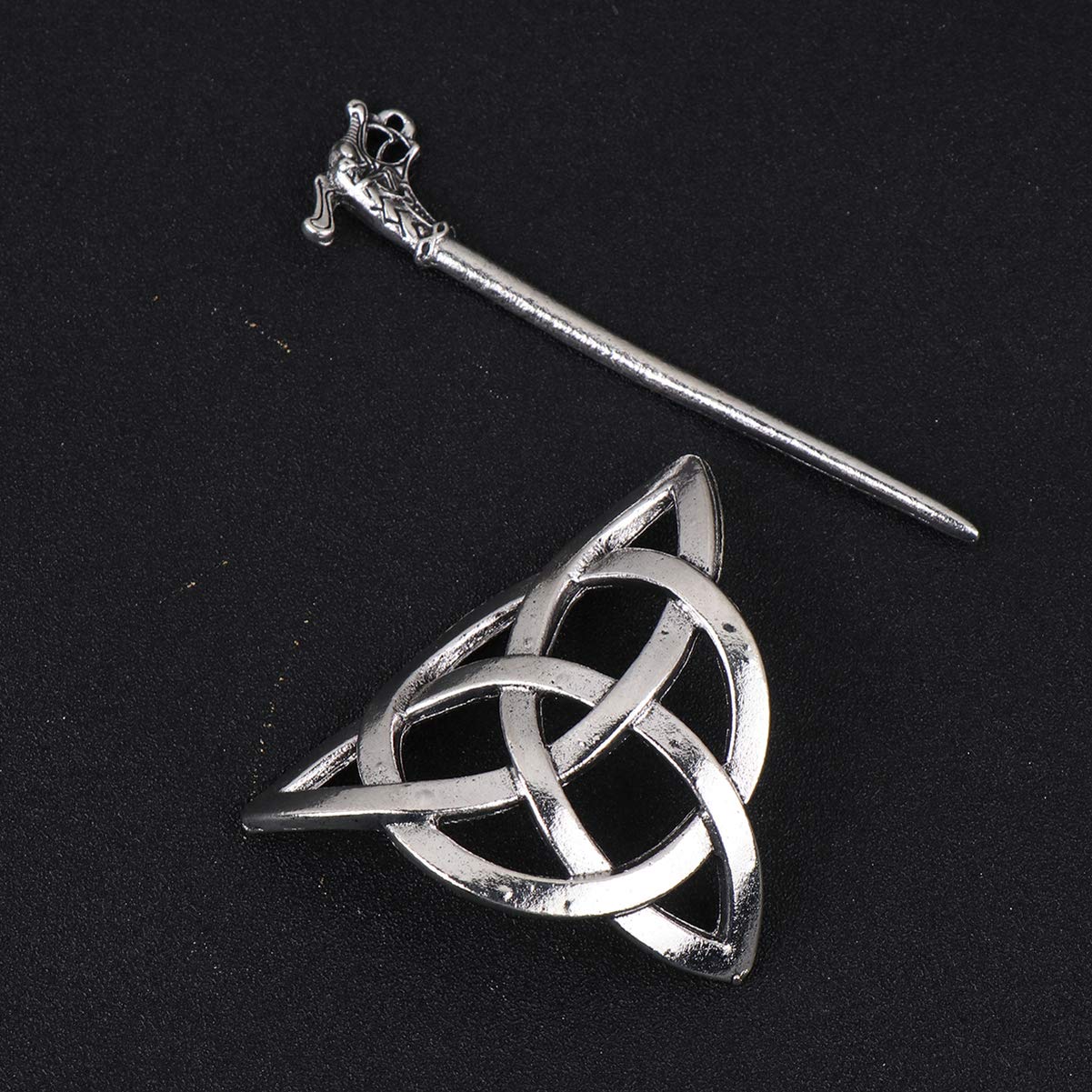 2Pcs Vintage Irish Hair Clips - Viking Style Metal Hair Slide Pins for Women & Men - Perfect for Weddings, Cosplay, and Medieval Themed Events