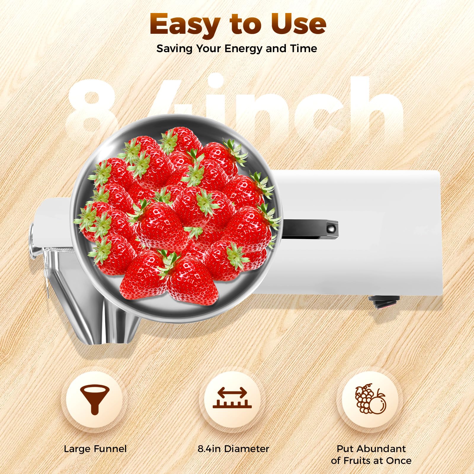 450W 110V Electric Tomato Sauce Maker & Food Grinder - 110lbs/h Stainless Steel Jam Machine with Pure Copper Motor, Funnel & Trough (21.06x9.8x13.19 Inch) - Perfect for Homemade Sauces, Jams, Purees & Baby Food Preparation