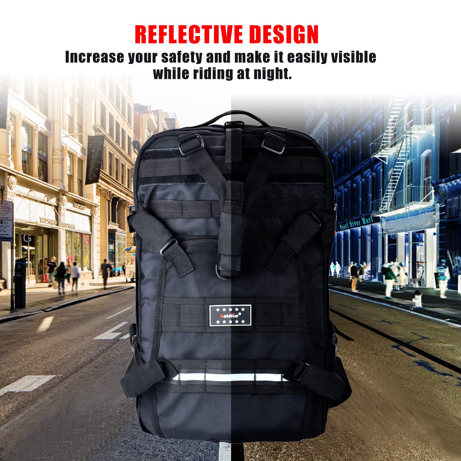 Goldfire Motorcycle Helmet Backpack - Large Capacity Tactical Molle Bag for ATV/UTV Riding, Cycling & Military Helmets - Waterproof Hiking & Outdoor Storage Backpack - Perfect for Motorcycle Rides, Tactical Missions & Adventure Travel