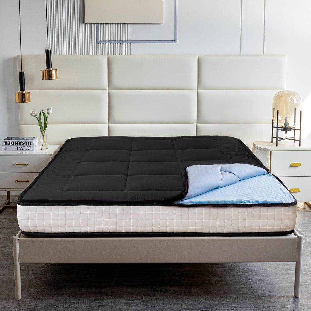 MAXYOYO Padded Japanese Floor Mattress - Black Foldable Roll Up Futon for Bedroom, Guest Room & Travel | Comfortable Floor Sleeping Mat for Adults & Kids