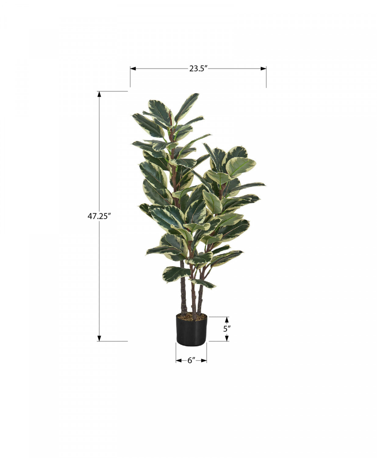 47 Inch Artificial Oak Tree with 5 Black Pots - Realistic Green Faux Plant for Home Decor, Office, Living Room & Indoor Spaces