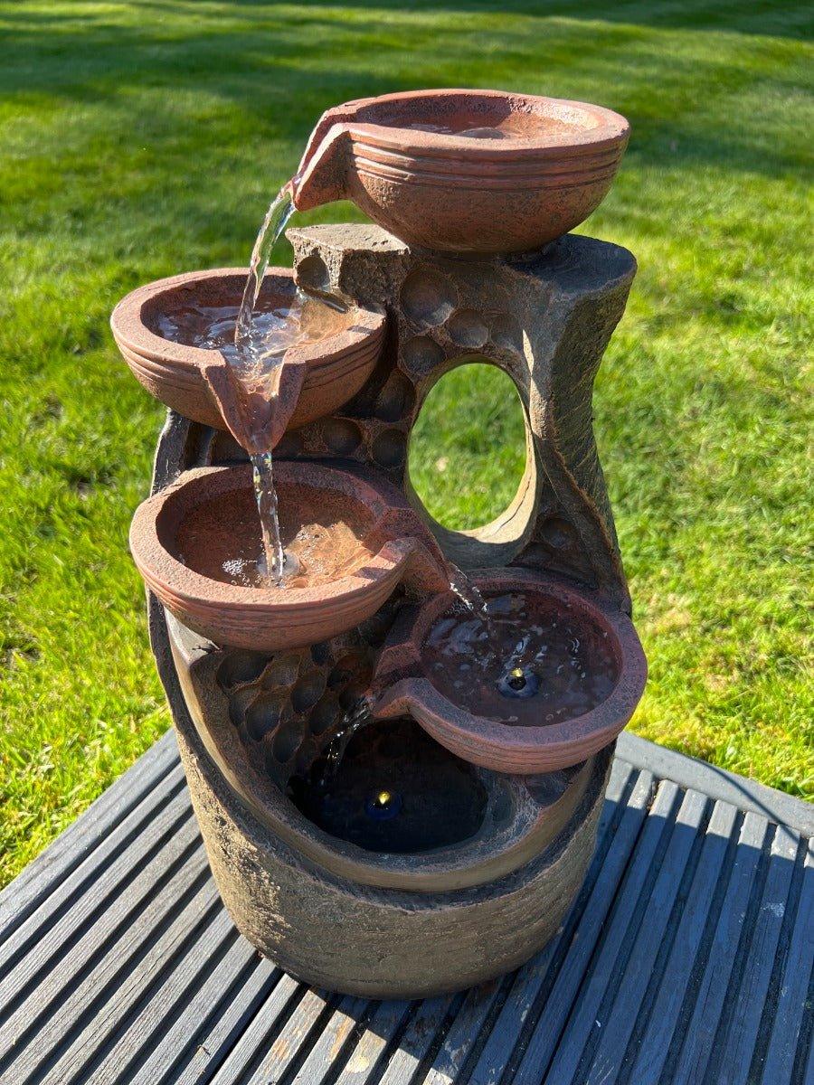5-Tier Solar Powered LED Water Fountain with Bowl Design - 23.5x21x42cm Outdoor Garden Decor for Patio, Yard & Landscape