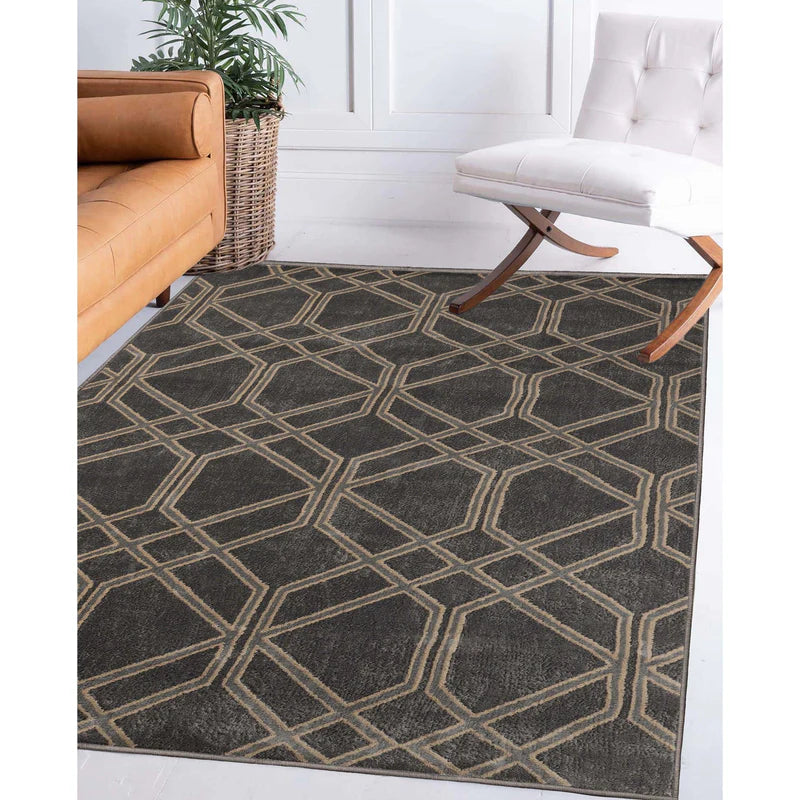 Abner Modern Medallion Indoor Area Rug - Non-Slip Living Room Carpet, Bedroom Runner Rug for Home Decor, Soft & Durable Floor Mat (5'x8', Grey) - Perfect for Living Spaces, Hallways & Entryways