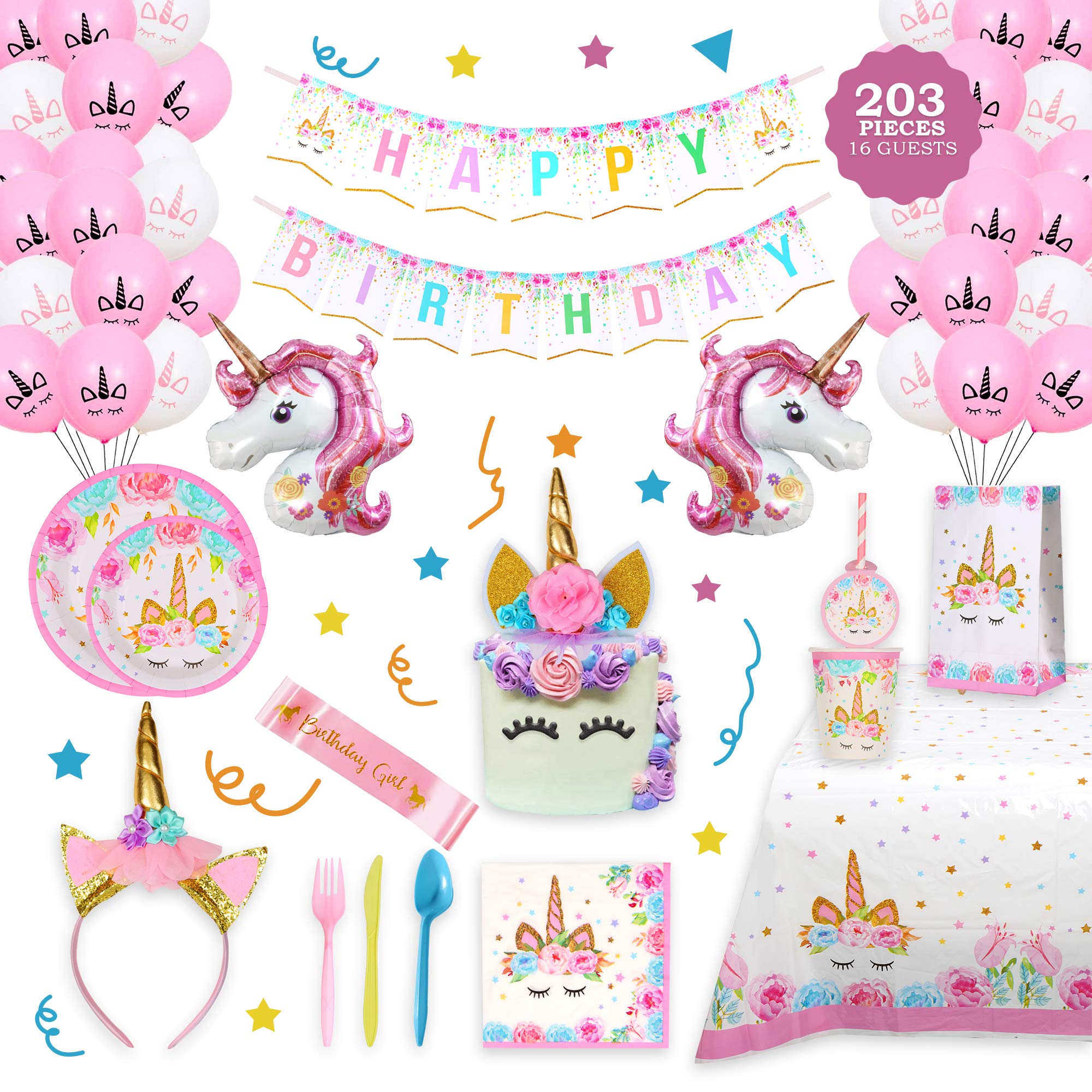 New Girl Birthday Party Supplies Set - Decorations, Plates, Cups & More for Kids Birthday Party | Perfect for Themed Celebrations, Baby Showers & Special Events