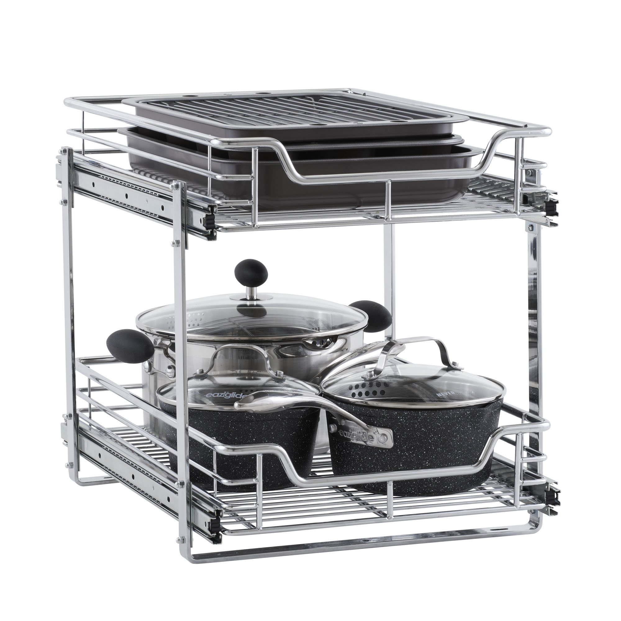 Dual-Tier Sliding Cabinet Organizer - 14.5