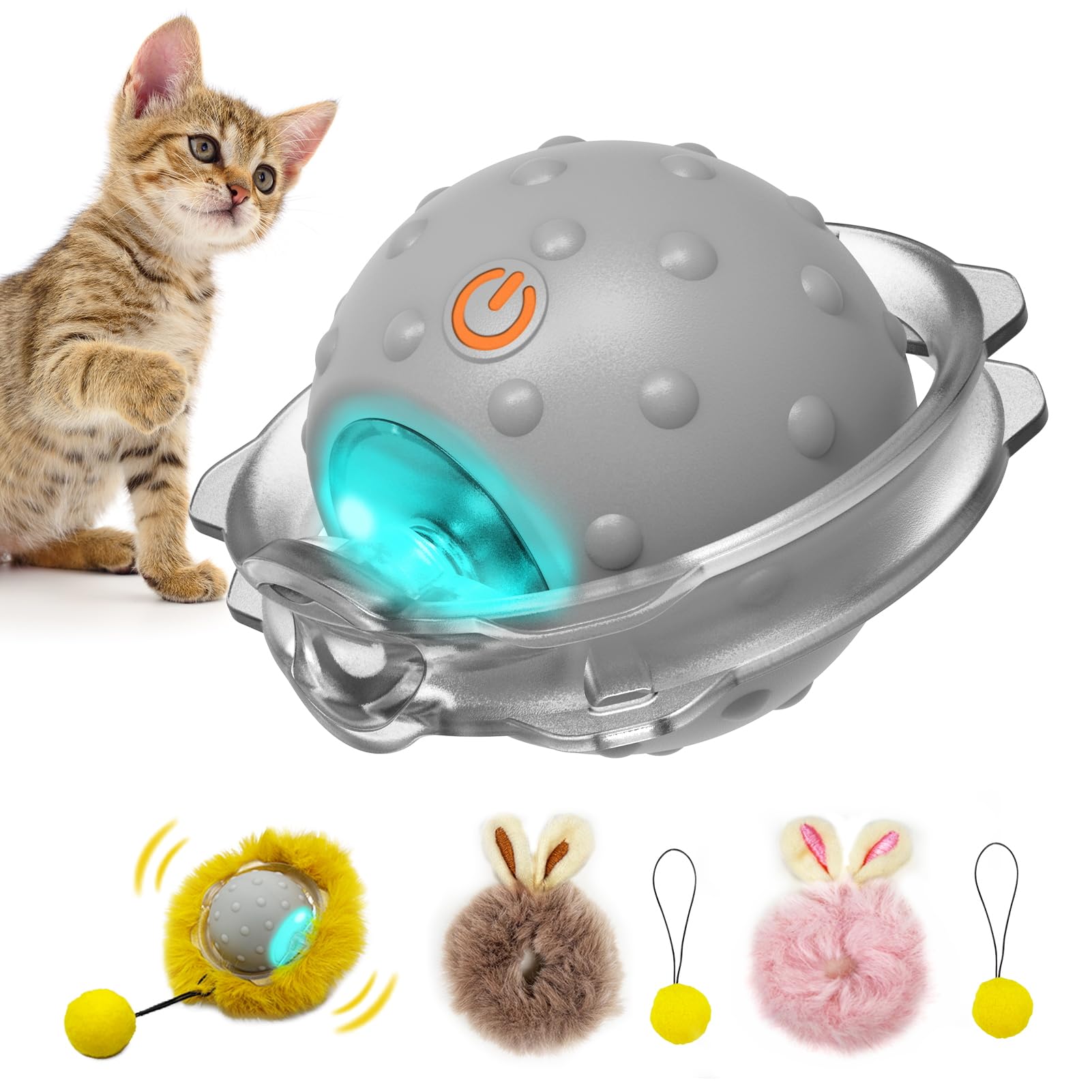 Interactive Motion Activated Cat Toys - Automatic Moving Ball with LED Lights for Indoor Cats, USB Rechargeable Electric Mouse Toy, Auto On/Off - Perfect for Playtime, Exercise & Boredom Relief