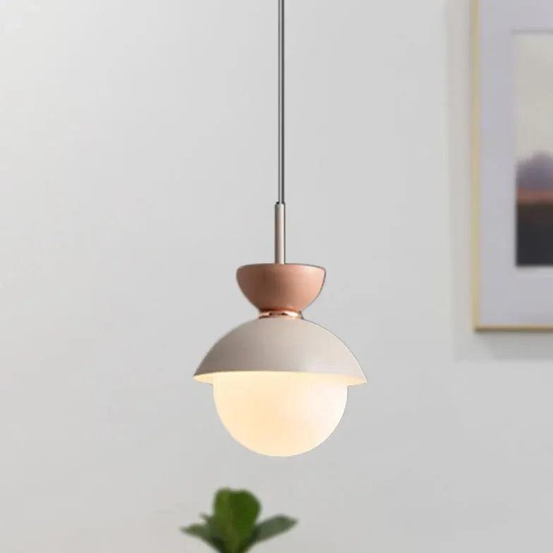Single Head Glass Globe Pendant Light - Modern Hanging Fixture for Kitchen Island, Dining Room & Bedroom Lighting