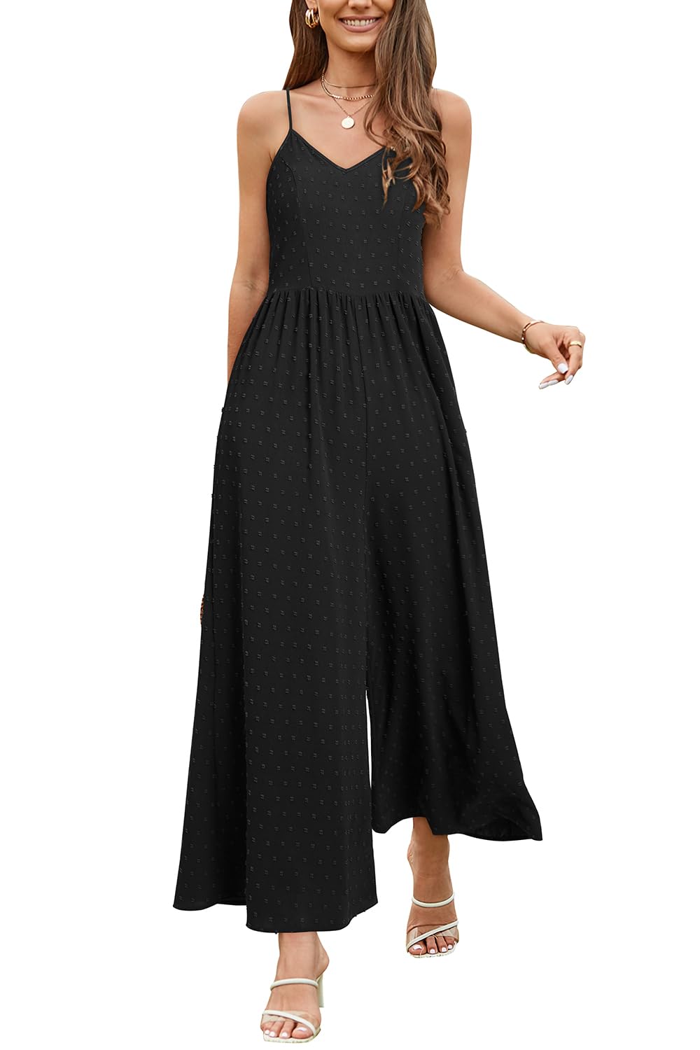 LAISHEN Women's Wide Leg Jumpsuit - Floral Sleeveless Romper with Pockets | Summer 2024 Casual & Dressy Outfit | Perfect for Beach Vacations, Brunch Dates & Outdoor Events