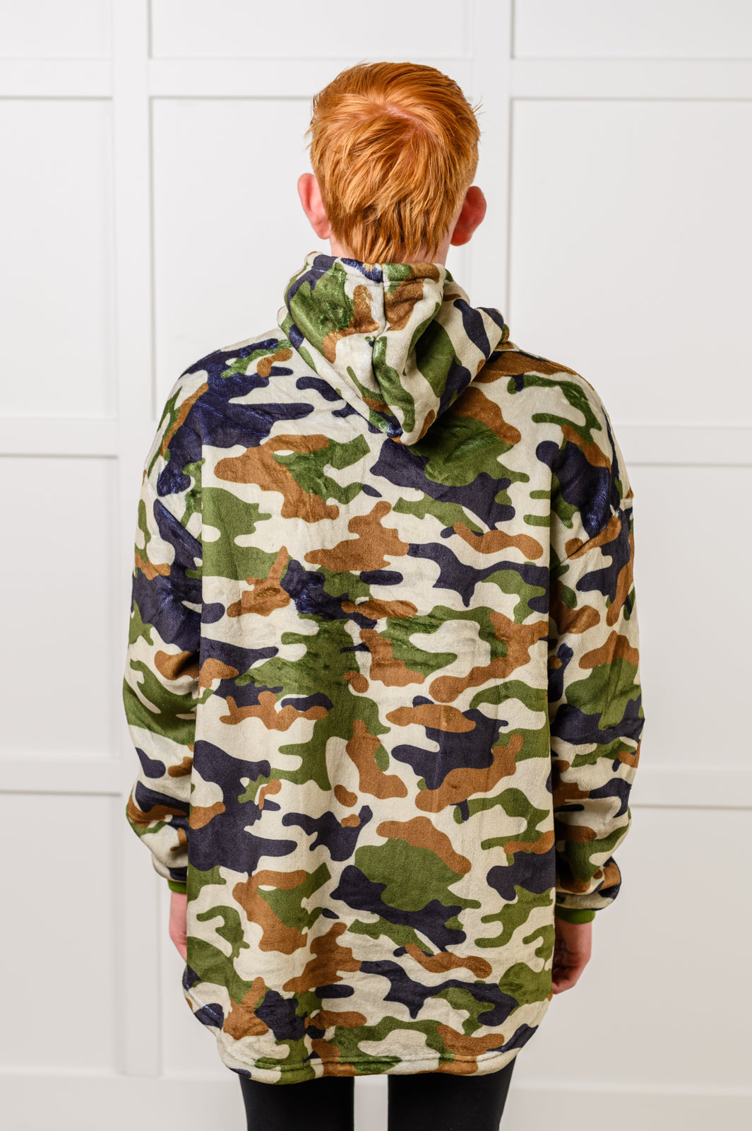 Kids Oversized Hoodie Blanket in Camo Print - Cozy Fleece Wearable Blanket for Boys & Girls - Perfect for Sleepovers, Movie Nights and Winter Lounging