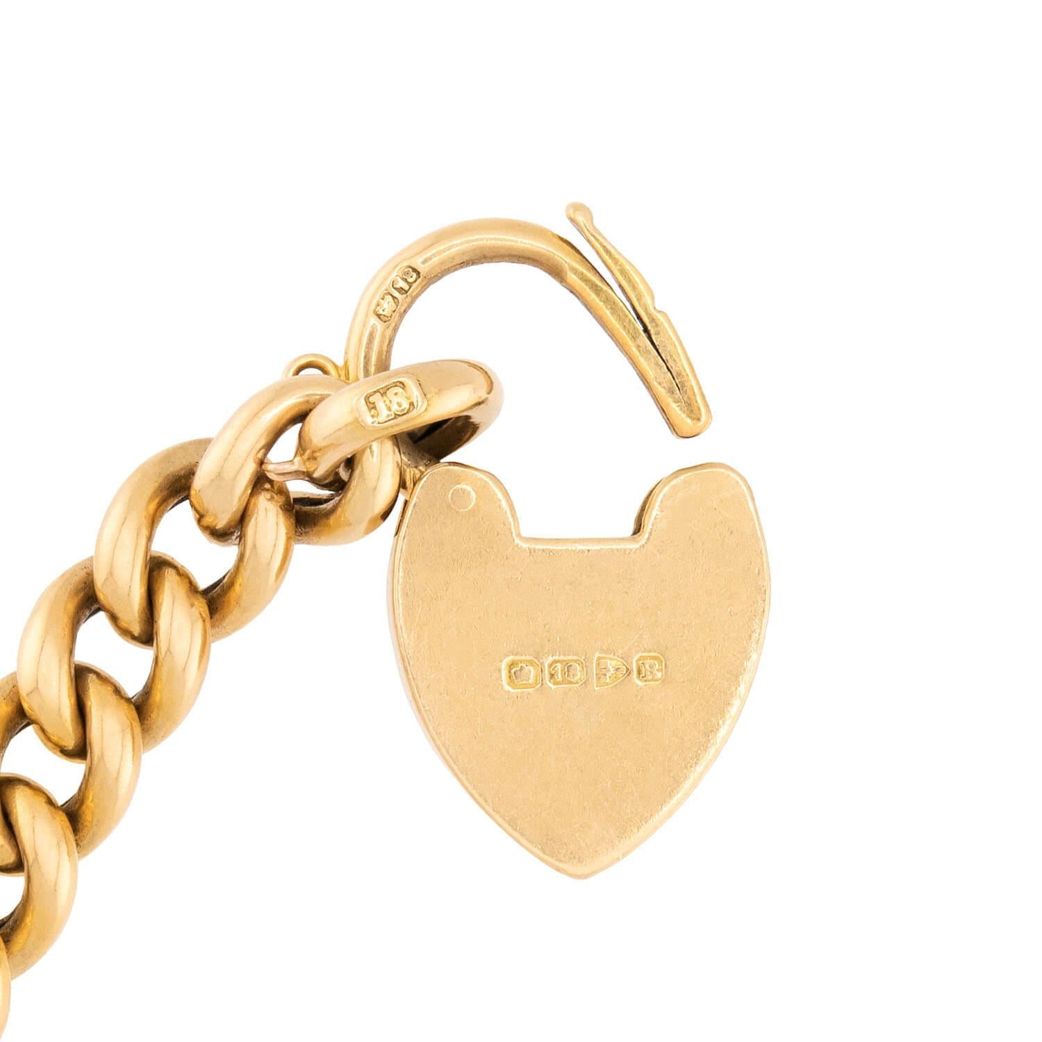 18K Gold Victorian Style Cuban Link Heart Padlock Bracelet for Women - Elegant Jewelry Gift for Valentine's Day, Anniversary & Special Occasions