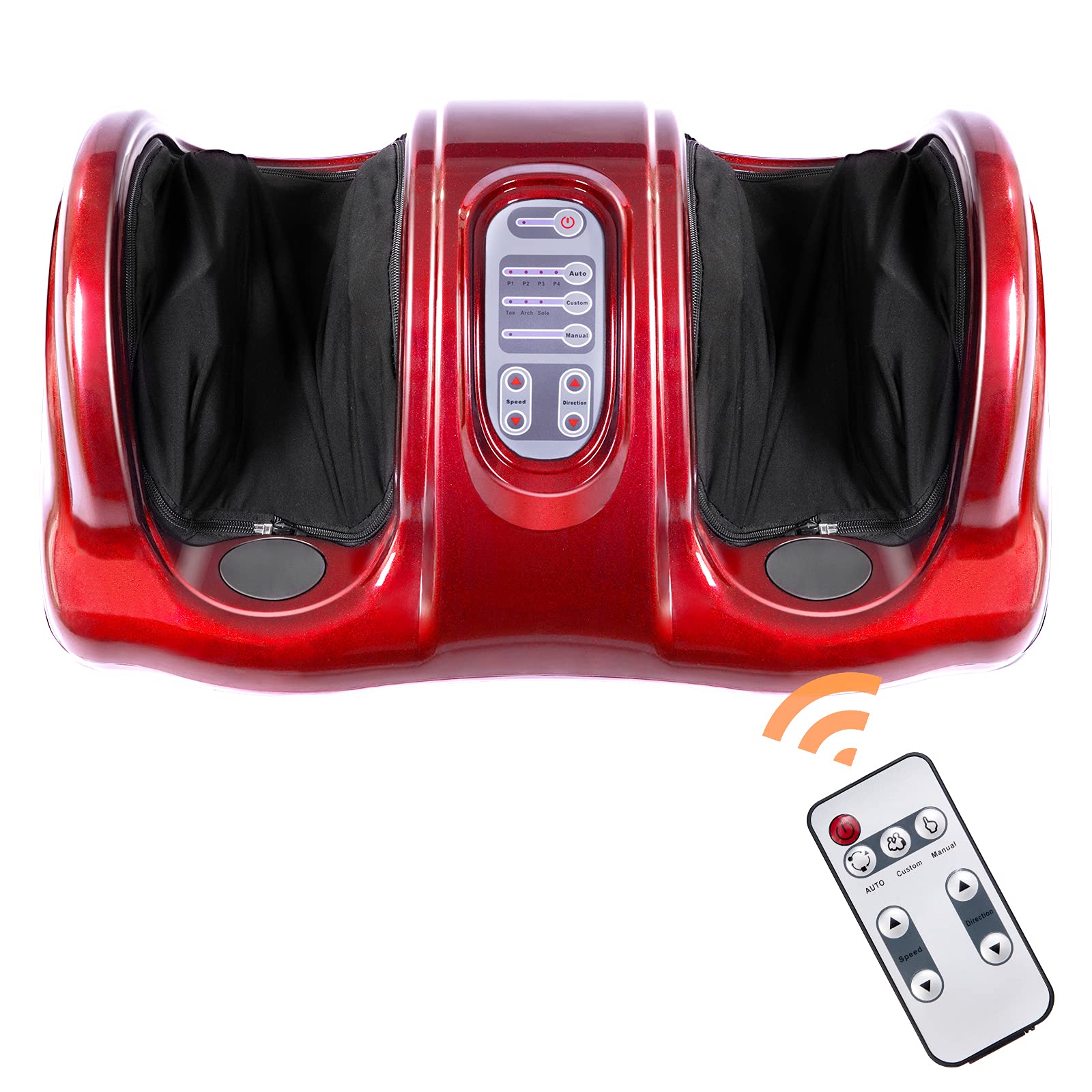 RELAX4LIFE Shiatsu Foot Massager Machine with Remote Control - 4 Programs & 3 Modes for Plantar Fasciitis Relief, Electric Calf & Foot Massager with Deep Kneading & Rolling Therapy - Perfect for Home, Office & Post-Workout Muscle Recovery (Red)