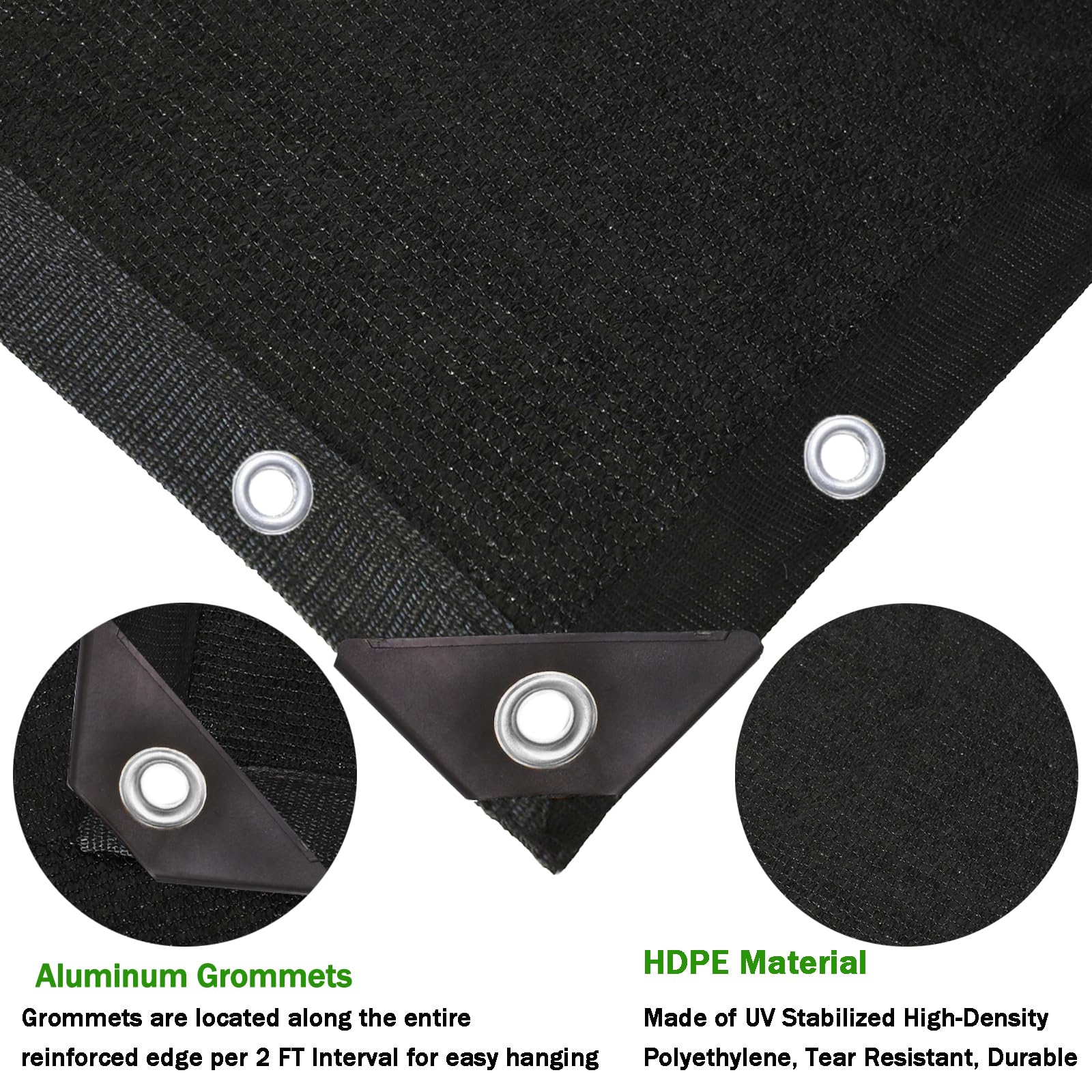 90% Black 20ft x 36ft Heavy Duty Shade Mesh Tarp - UV Resistant Shade Cloth with Reinforced Taped Edges & Grommets for Outdoor Plant Cover, Patio Shade, Greenhouse, Kennel, Barn Protection - Ideal for Sun Protection & Temperature Control