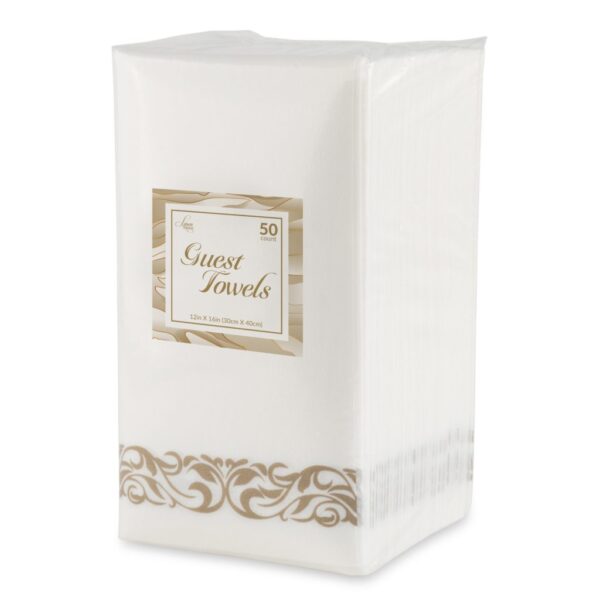 Premium Linen-Like Dinner Napkins with Elegant Designed Border - 50 Pack for Formal Dining, Parties, and Everyday Use