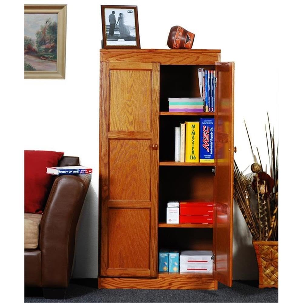 KT613A Oak Wood Storage Cabinet for Office & Pantry - Space-Saving Organizer for Home Office, Kitchen, or Closet Storage