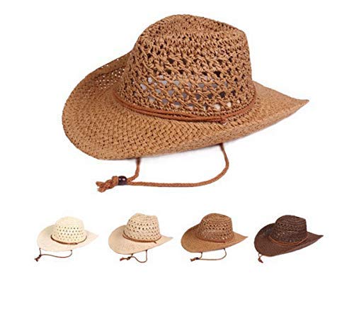 **Unisex Straw Hat for Summer - Floppy Packable Panama Fedora Beach Sun Hat with UPF 50+ & Adjustable Chin Strap - Perfect for Beach, Pool, Travel & Outdoor Activities**