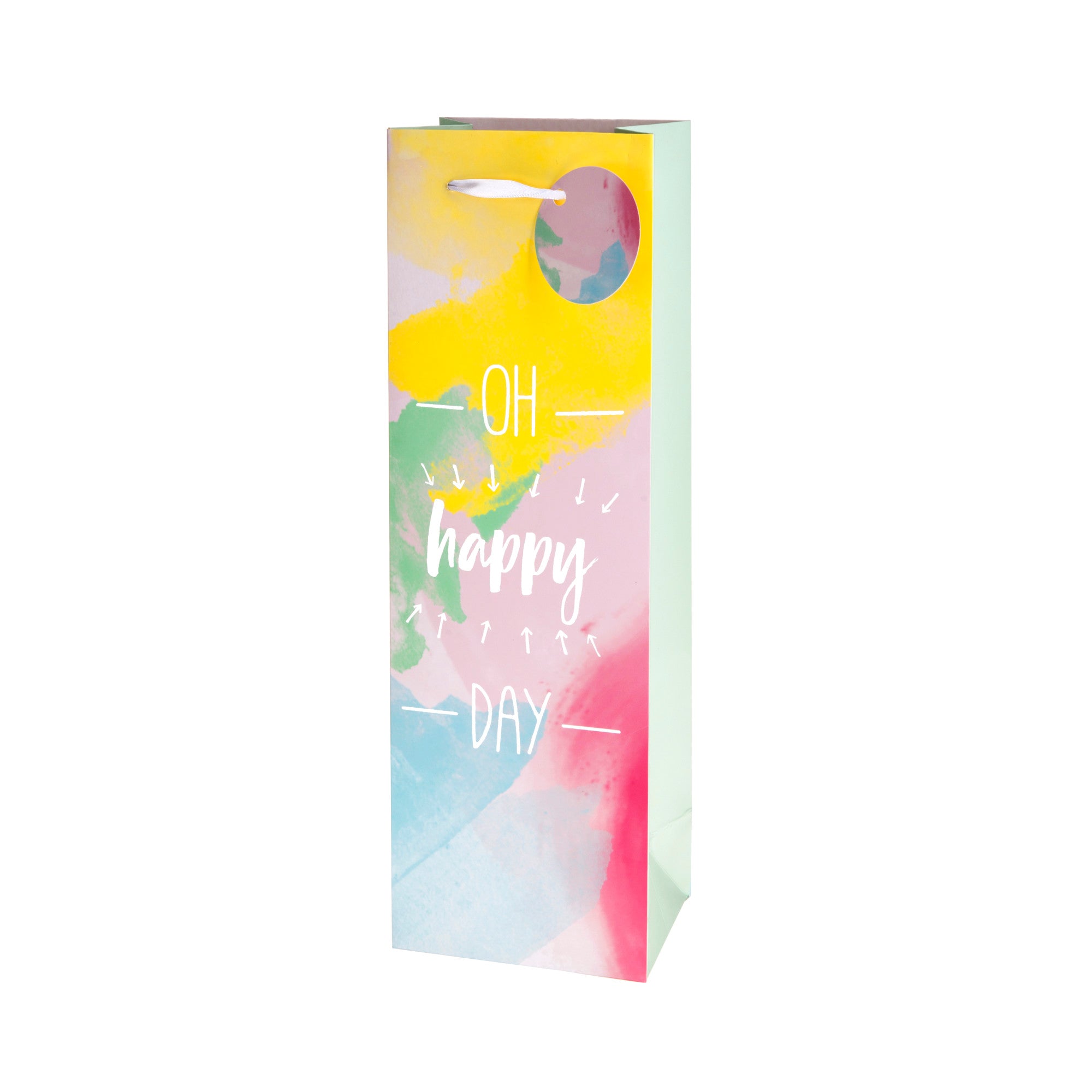 Oh Happy Day Single Bottle Wine Bag by Cakewalk - Insulated Reusable Wine Carrier for Picnics, Parties & Gifts - Perfect for Chardonnay, Champagne & Sparkling Wine