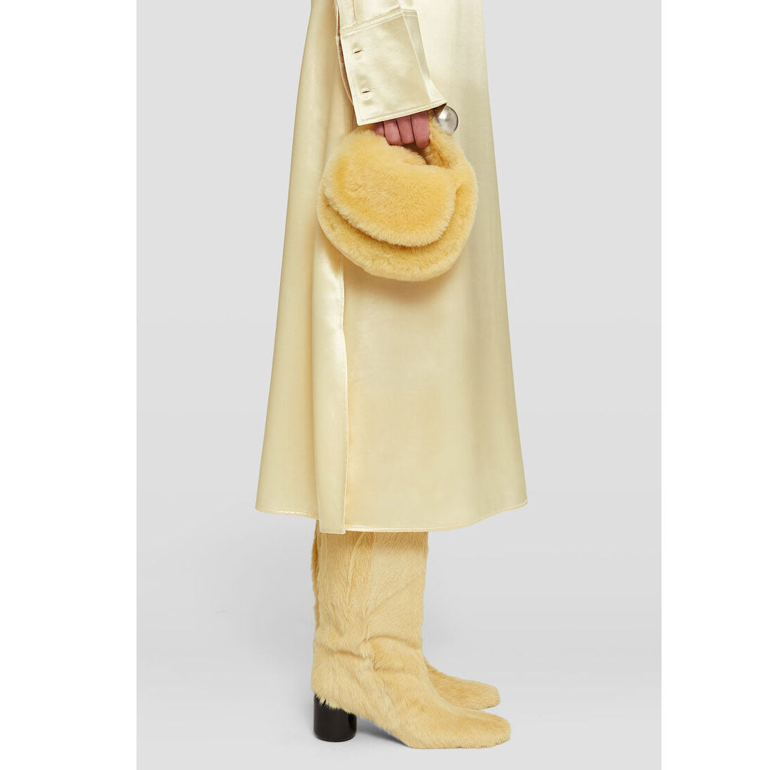 Soft Shearling Sphere Pouch in Yellow - Cozy and Stylish Storage for Makeup, Jewelry & Small Essentials | Perfect for Travel, Home & Office Organization