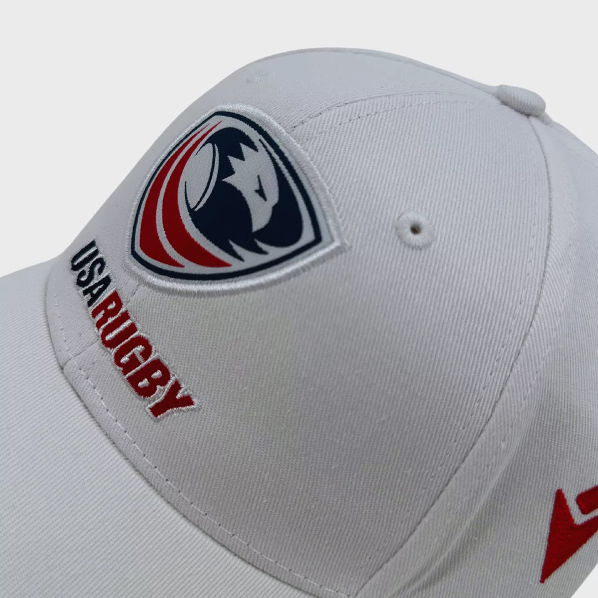 Macron USA Rugby Baseball Cap - Adjustable White Sports Hat for Men & Women - Perfect for Rugby, Baseball, and Casual Wear