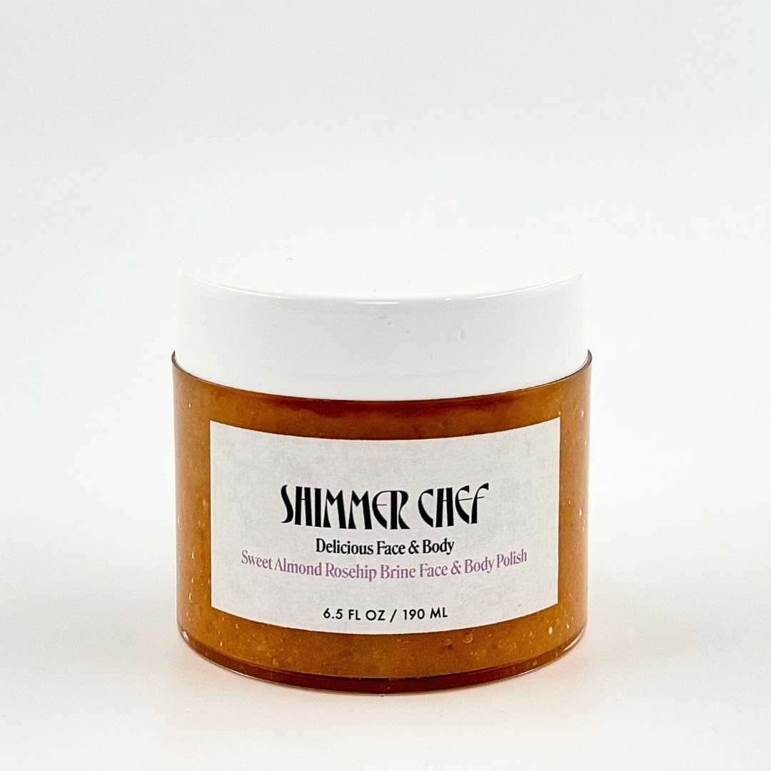 Sweet Almond Rosehip Body Scrub with Himalayan & Dead Sea Salt - Exfoliating Polish Enriched with Magnesium, Omega 3 & Vitamin E - Moisturizing Skin Treatment for Dry Skin, Reduces Inflammation - Perfect for Spa Day & Self Care Routine