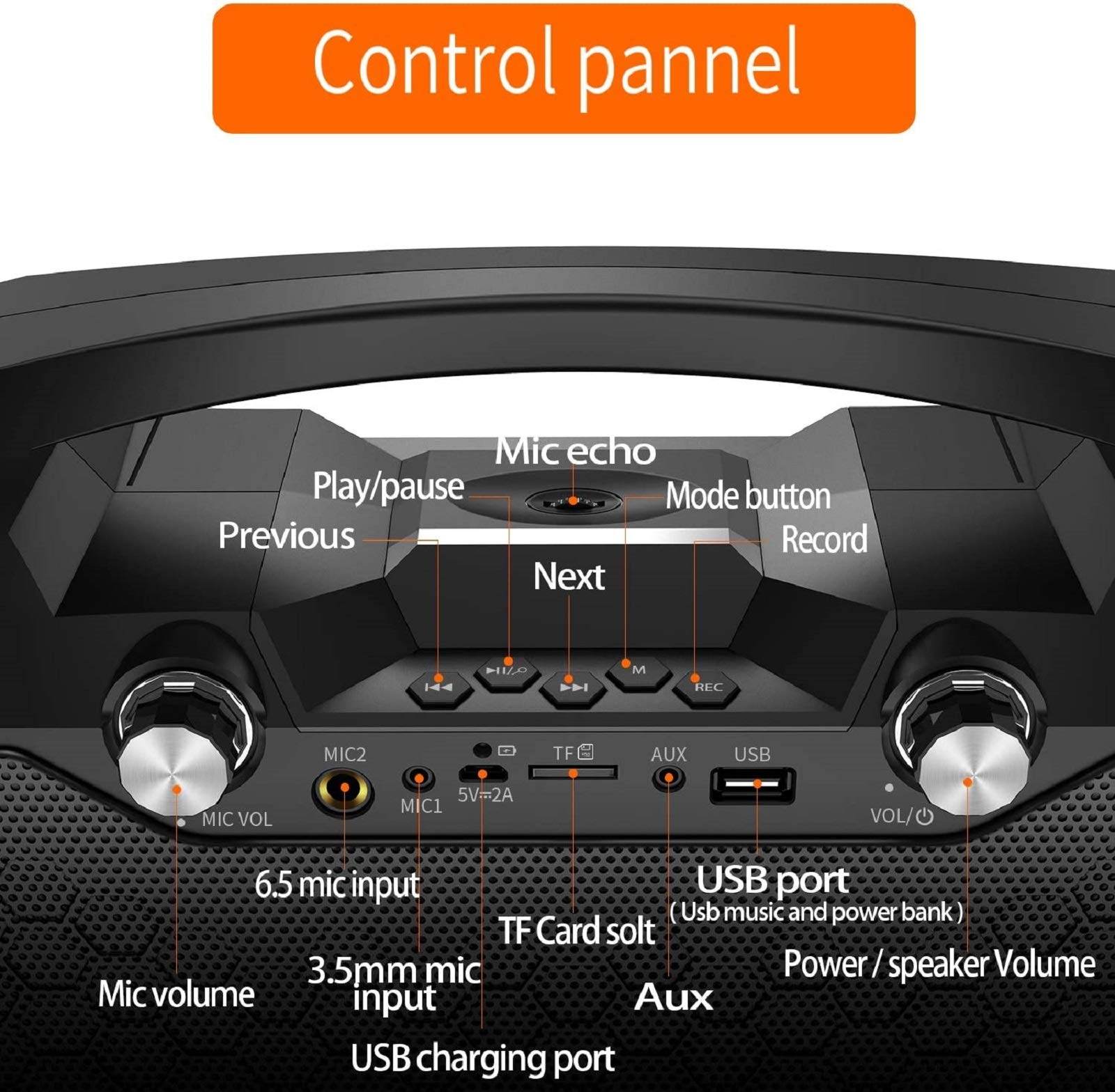 Hotec Wireless Bluetooth PA Speaker with Dual Microphones - Portable Karaoke Machine for Party, Wedding, Teaching | Indoor & Outdoor Use for Events, Church, Lectures, Classroom Activities