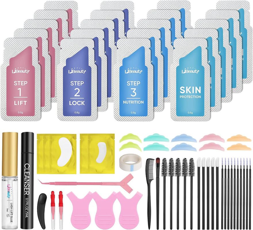 Professional Libeauty 2-in-1 Eyelash Lift & Brow Lamination Kit | Updated Lash Perm Lotion with Quick Curling Effect | Home & Salon Use | DIY Eyelash Perming System for Natural Volume & Perfect Brows | Perfect for Bridal Makeup, Special Occasions & Daily Beauty Routine