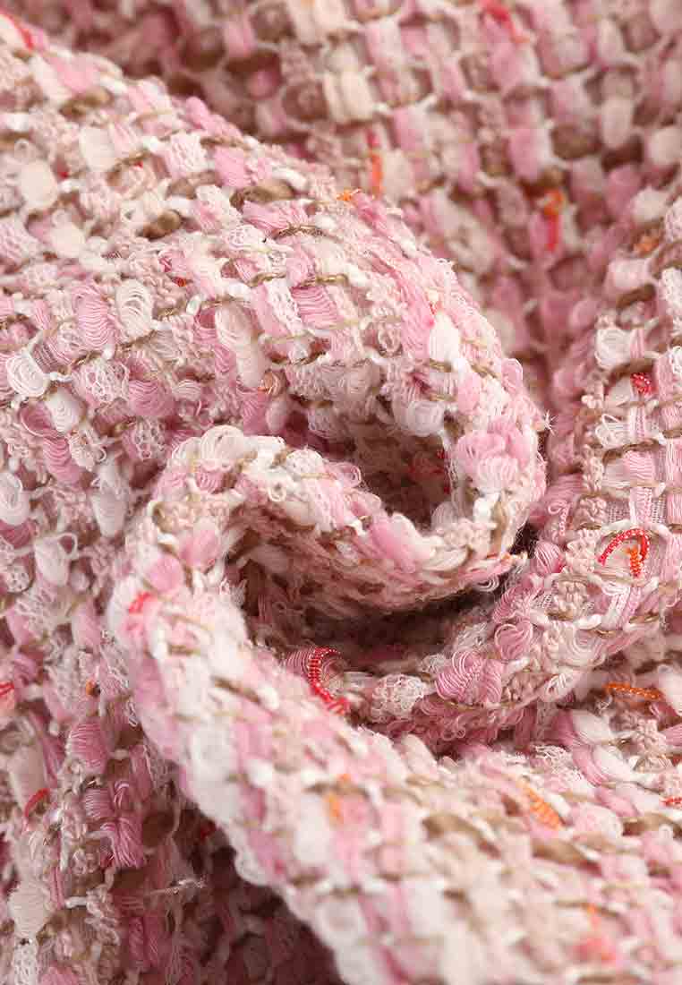 Classic Pink Tweed Jacket for Women - Vintage Style Blazer with Notch Lapel - Perfect for Office, Dating & Special Occasions