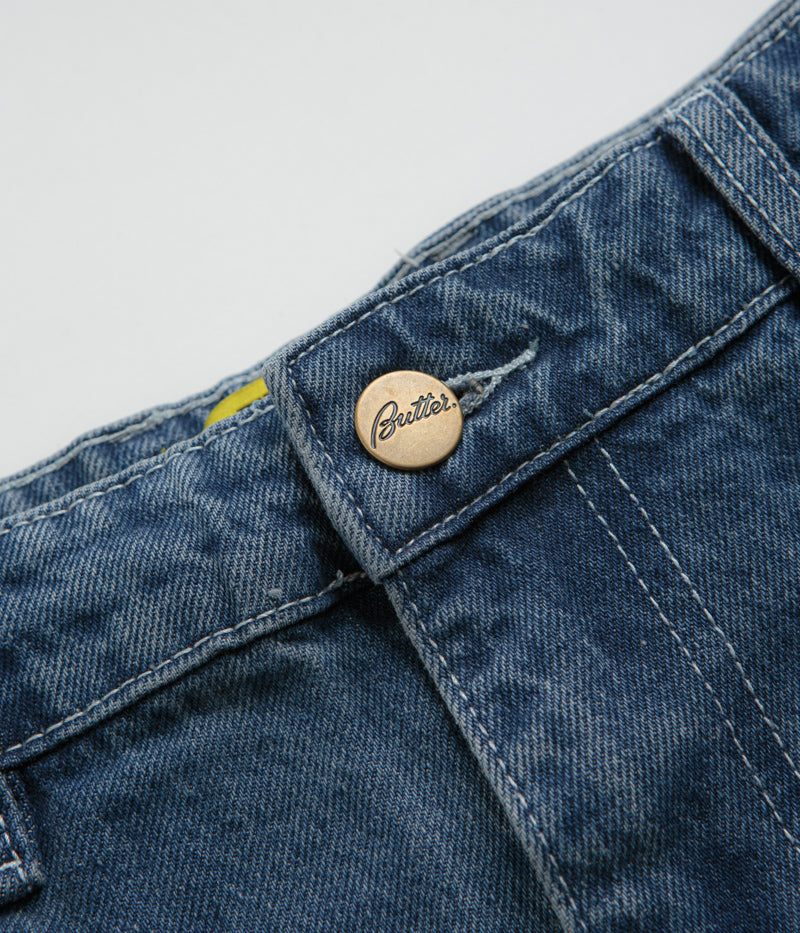 Butter Goods Alpine Distressed Faded Blue Jeans for Men - Vintage Washed Denim Pants for Casual Wear & Street Style Outfits