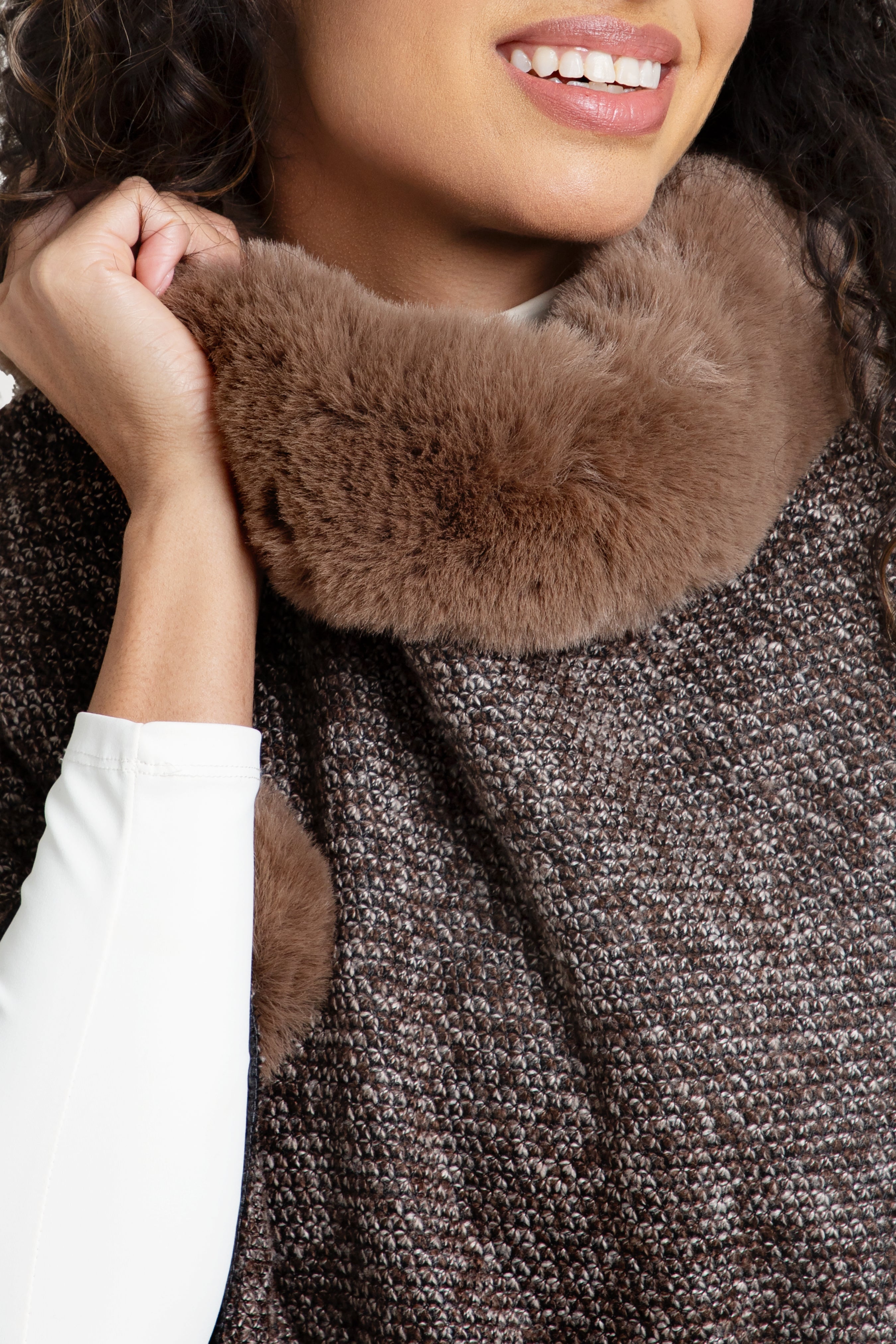 Cozy Faux Fur Poncho with Pom Pom Trim - Women's Winter Cape Shawl for Outdoor & Indoor Wear